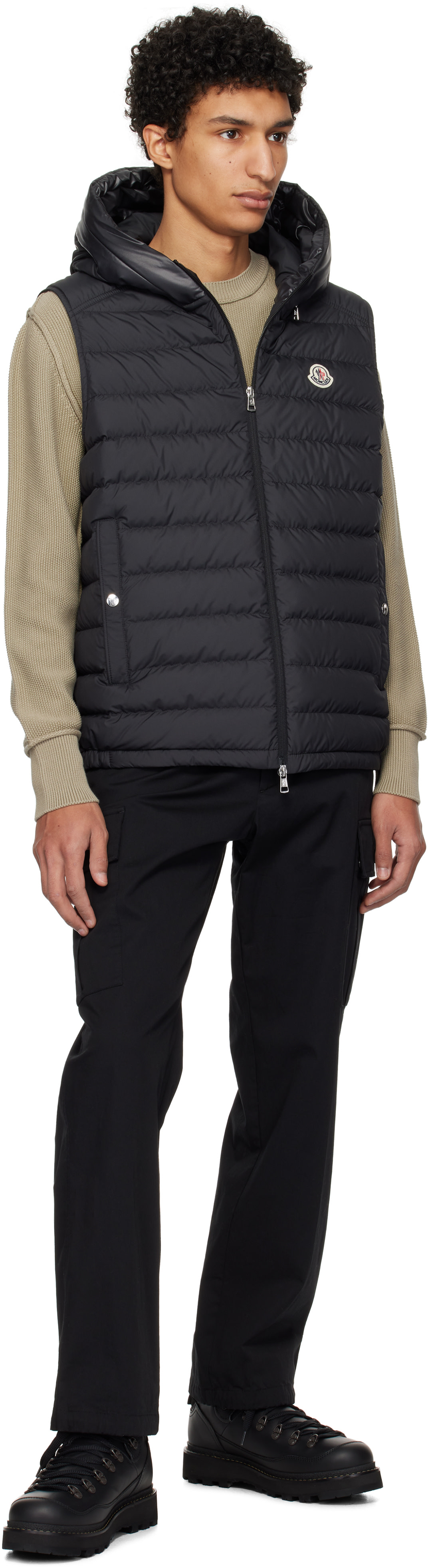 Moncler - 블랙 부르제 후드 다운 베스트