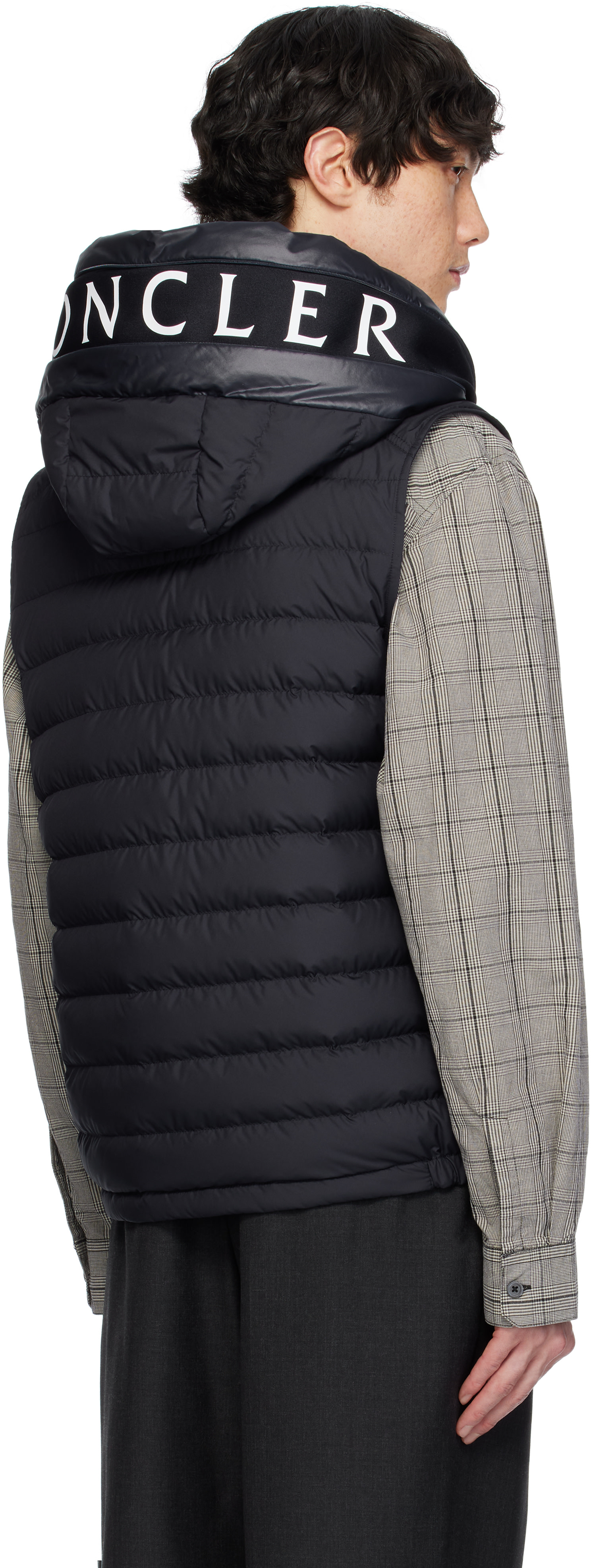 Moncler - 네이비 부르제 후드 다운 베스트