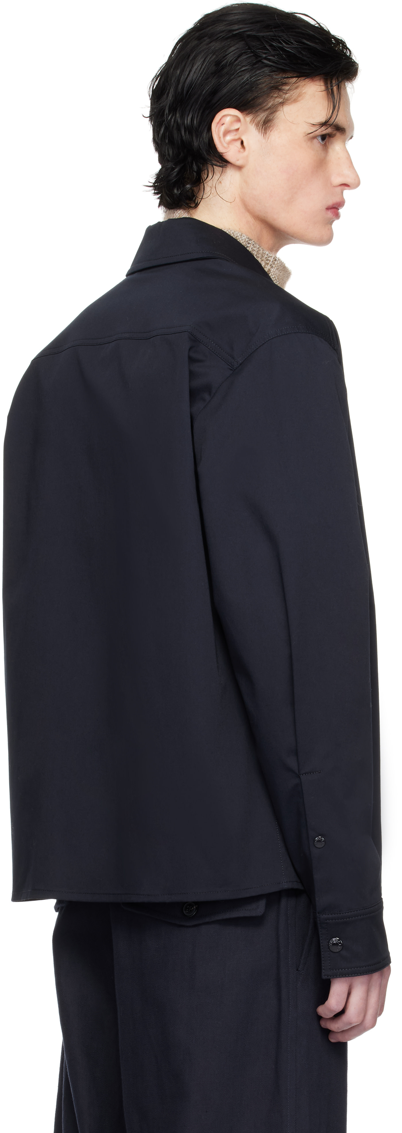 Moncler: Navy Cotton Gabardine Zip-Up Jacket | SSENSE Moncler: Navy Cotton Gabardine Zip-Up Jacket | SSENSE