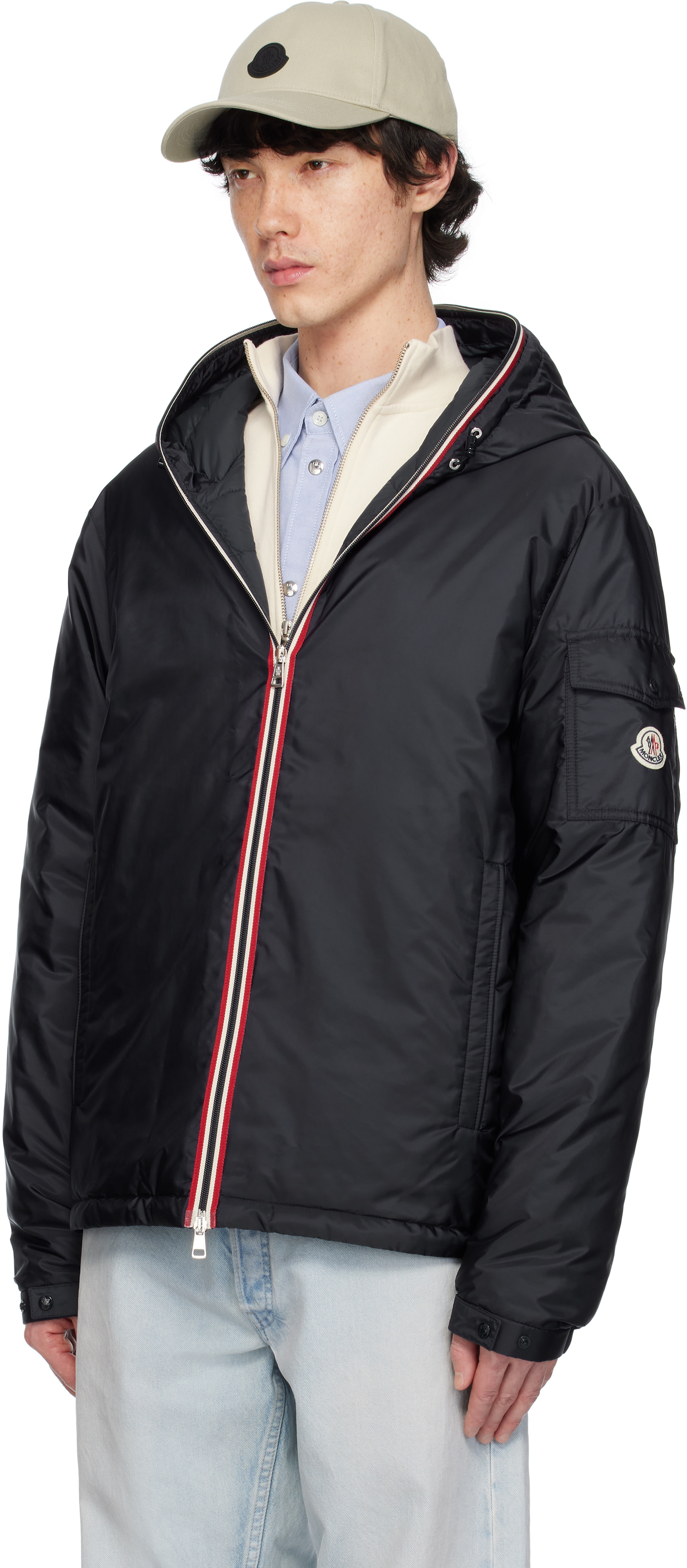 Moncler - 네이비 에베트 쇼트 후드 다운 재킷