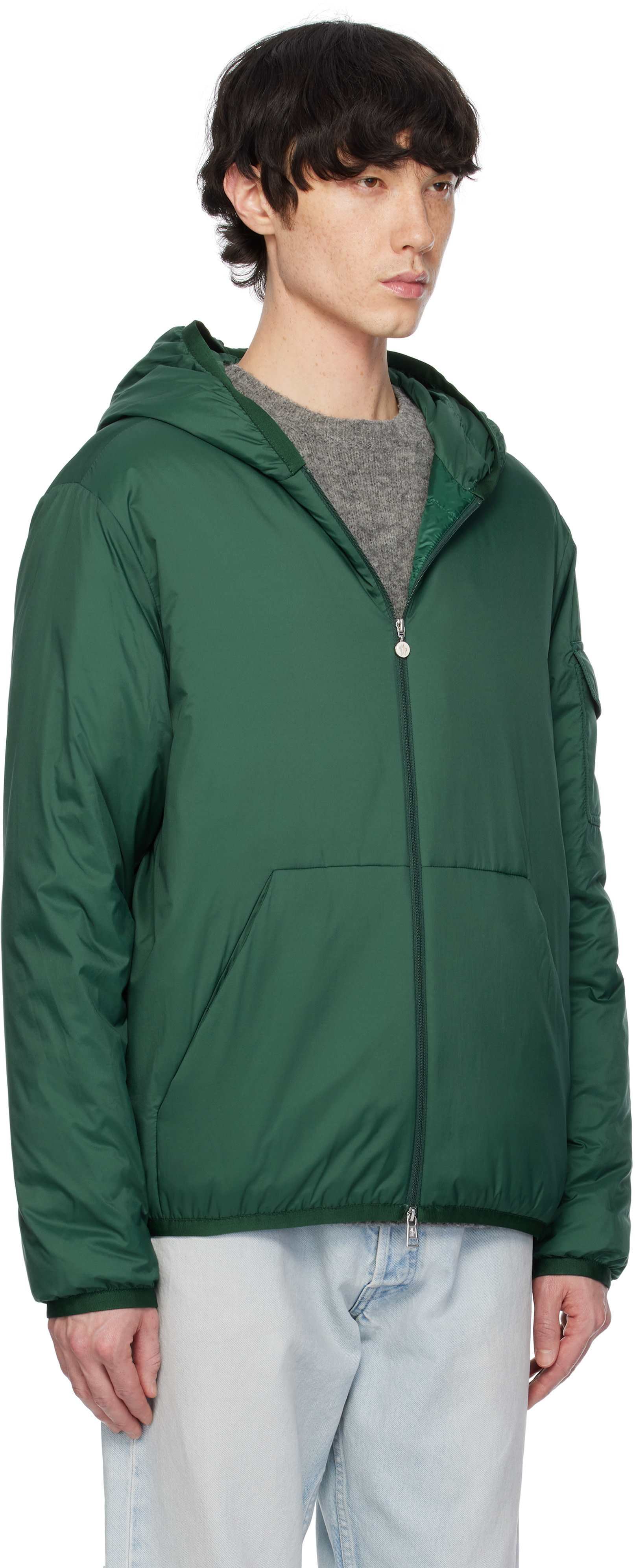 Moncler: Green Monteynard Hooded Short Down Jacket | SSENSE