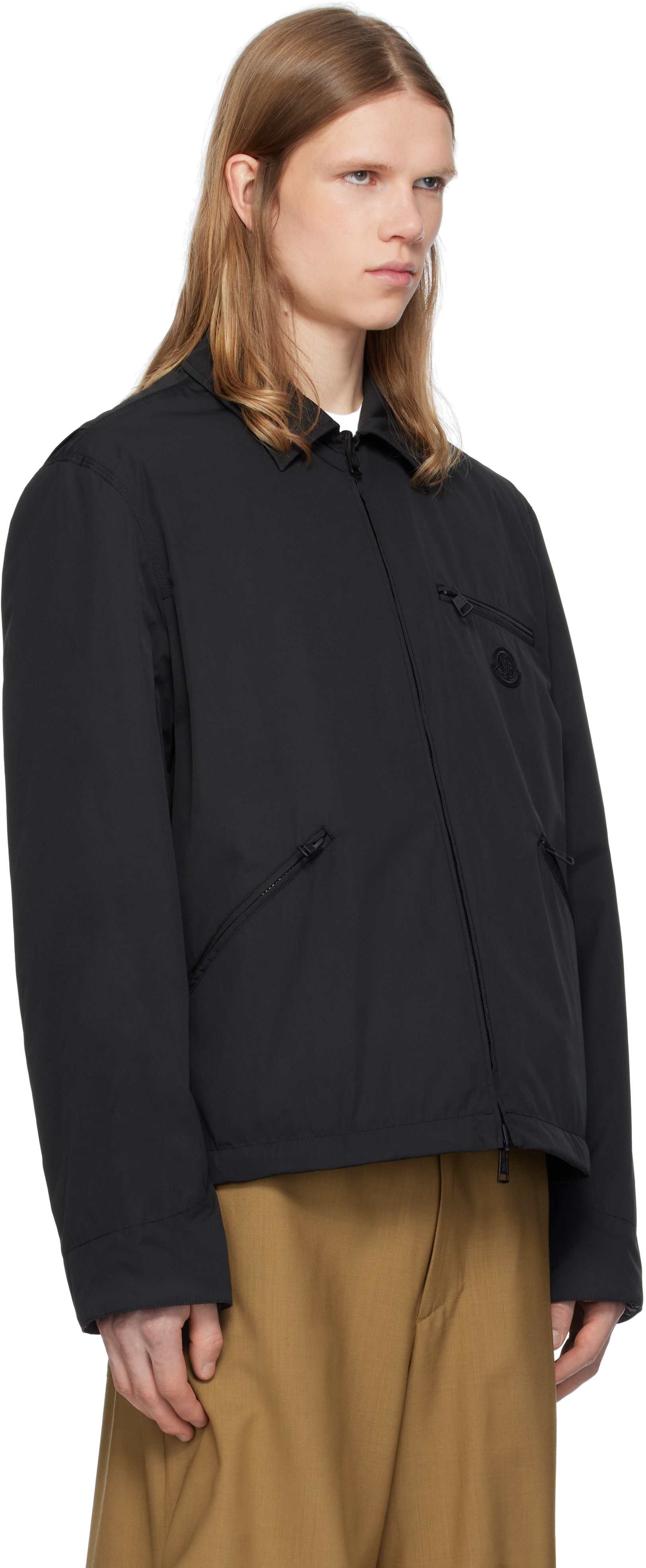 Moncler: Black Cidone Reversible Down Overshirt | SSENSE
