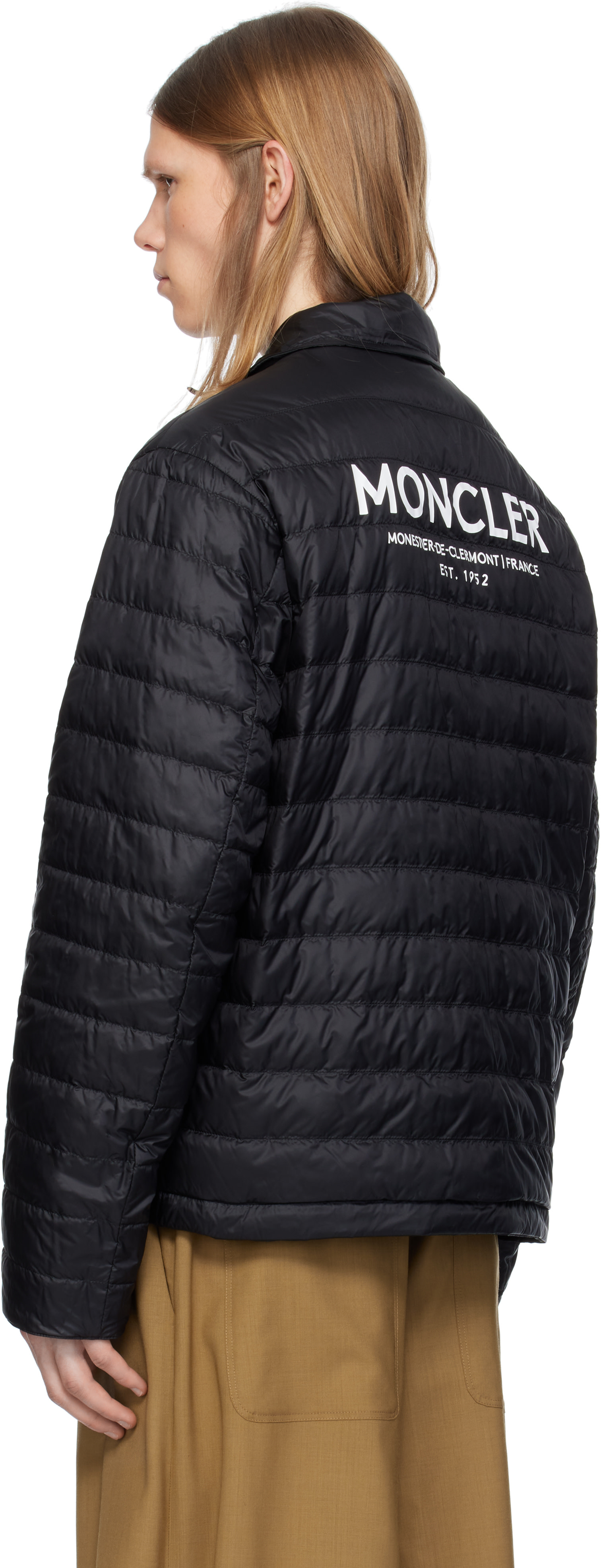 Moncler: Black Cidone Reversible Down Overshirt | SSENSE