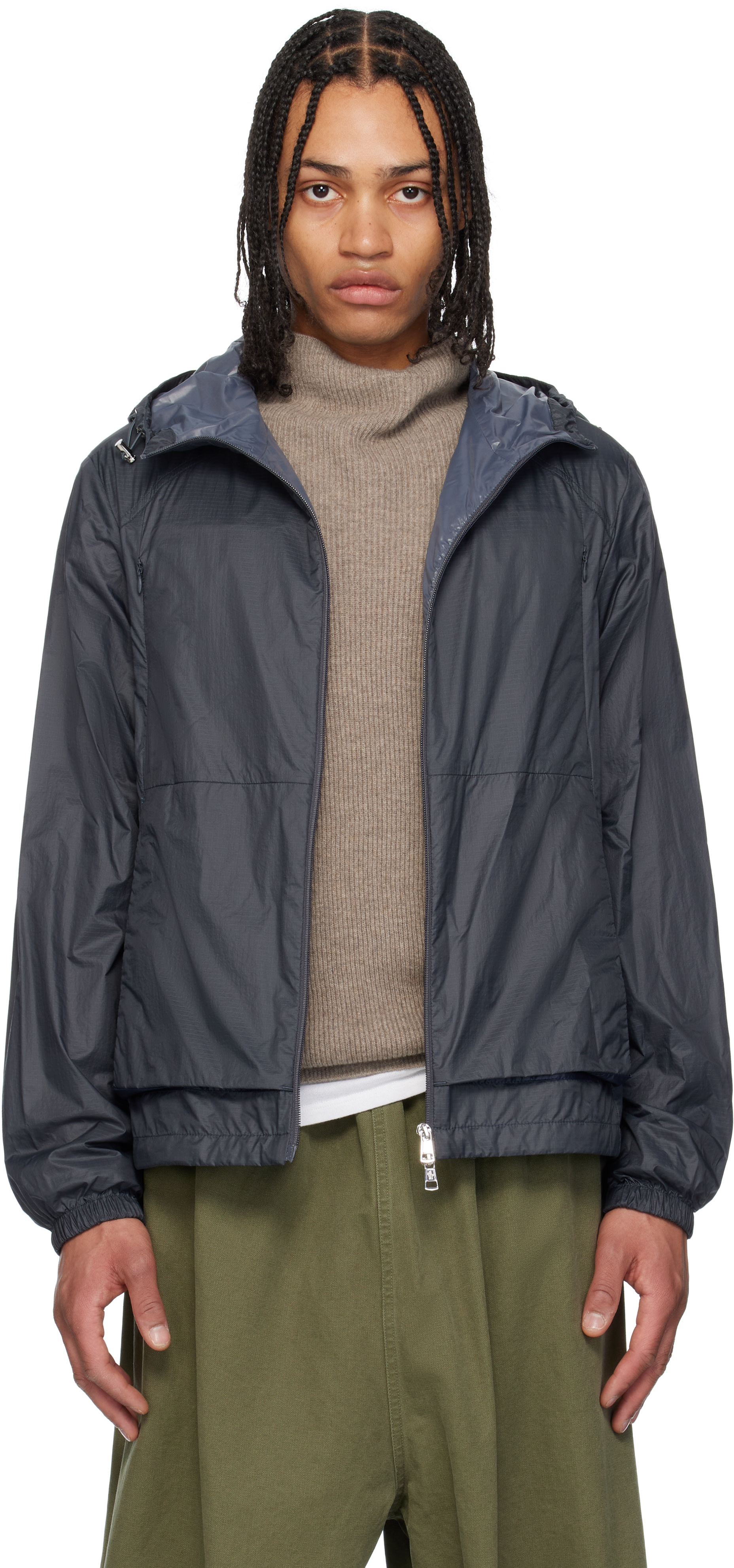 Moncler - Blouson Lamo gris à capuche