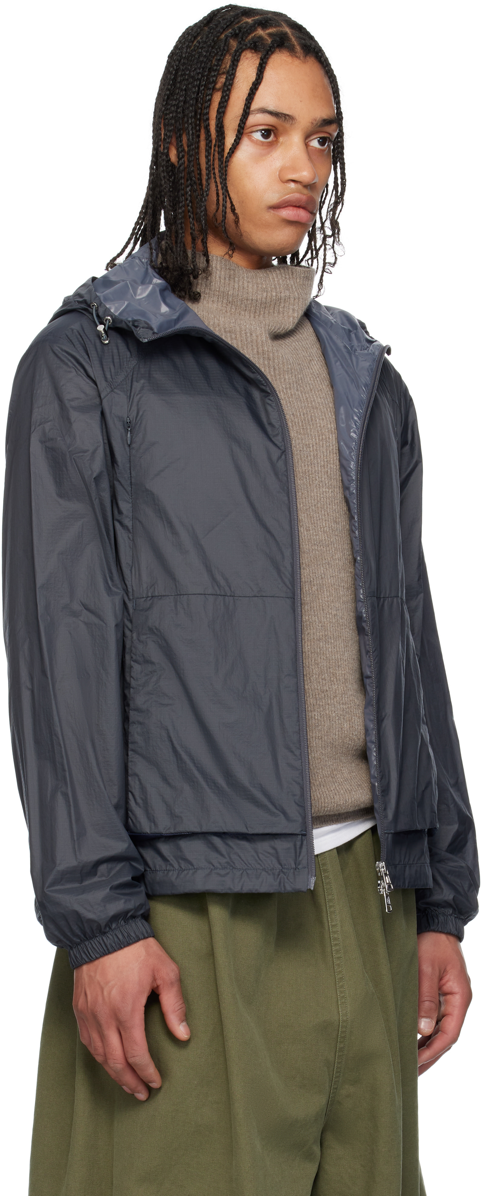 Moncler - Blouson Lamo gris à capuche