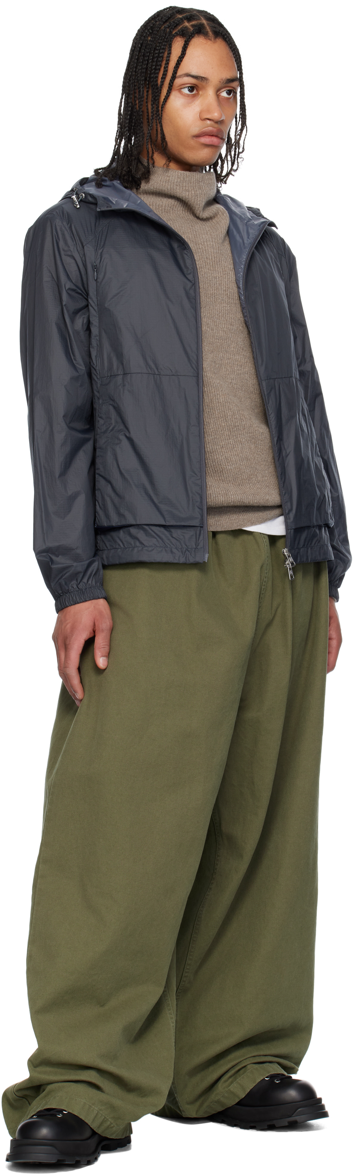 Moncler - Blouson Lamo gris à capuche