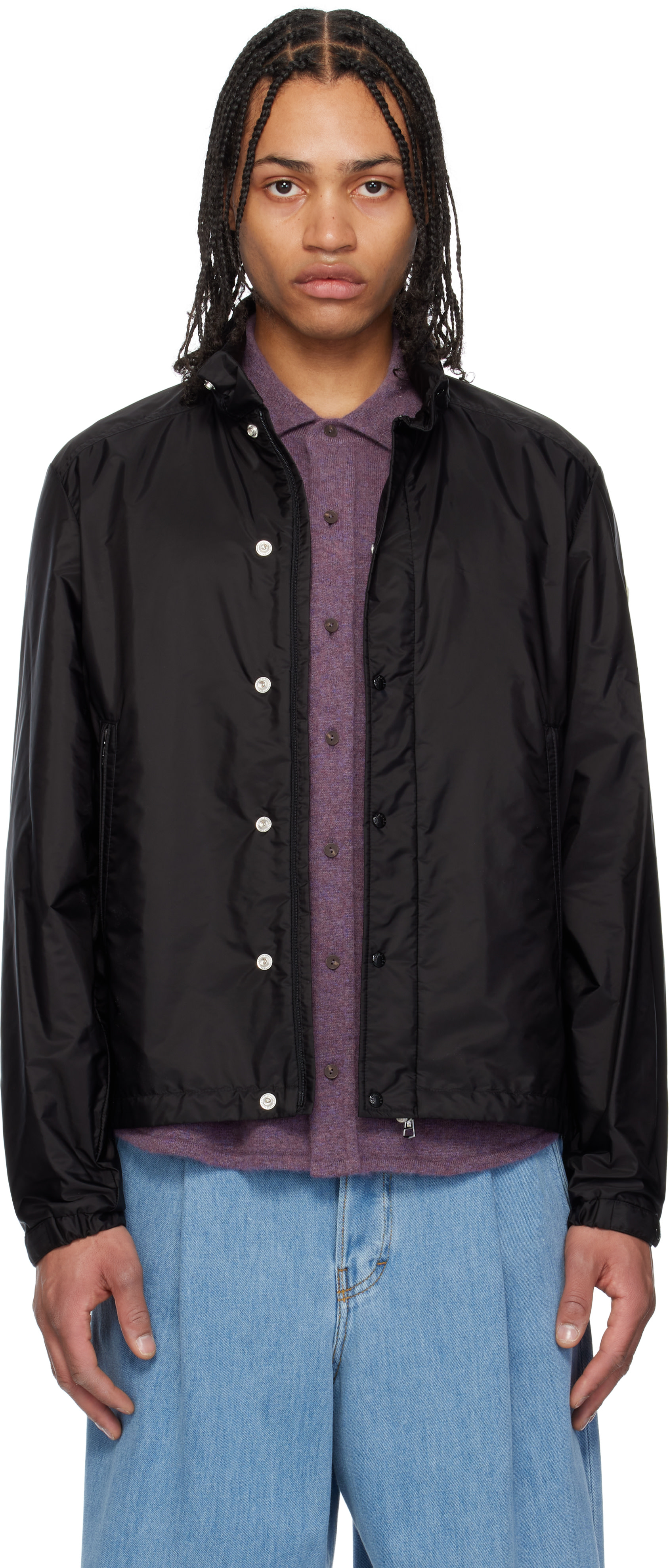 MONCLER ブラックジャケット フード付き Moncler: ブラック Montriond フード付き ウインドブレーカー | SSENSE