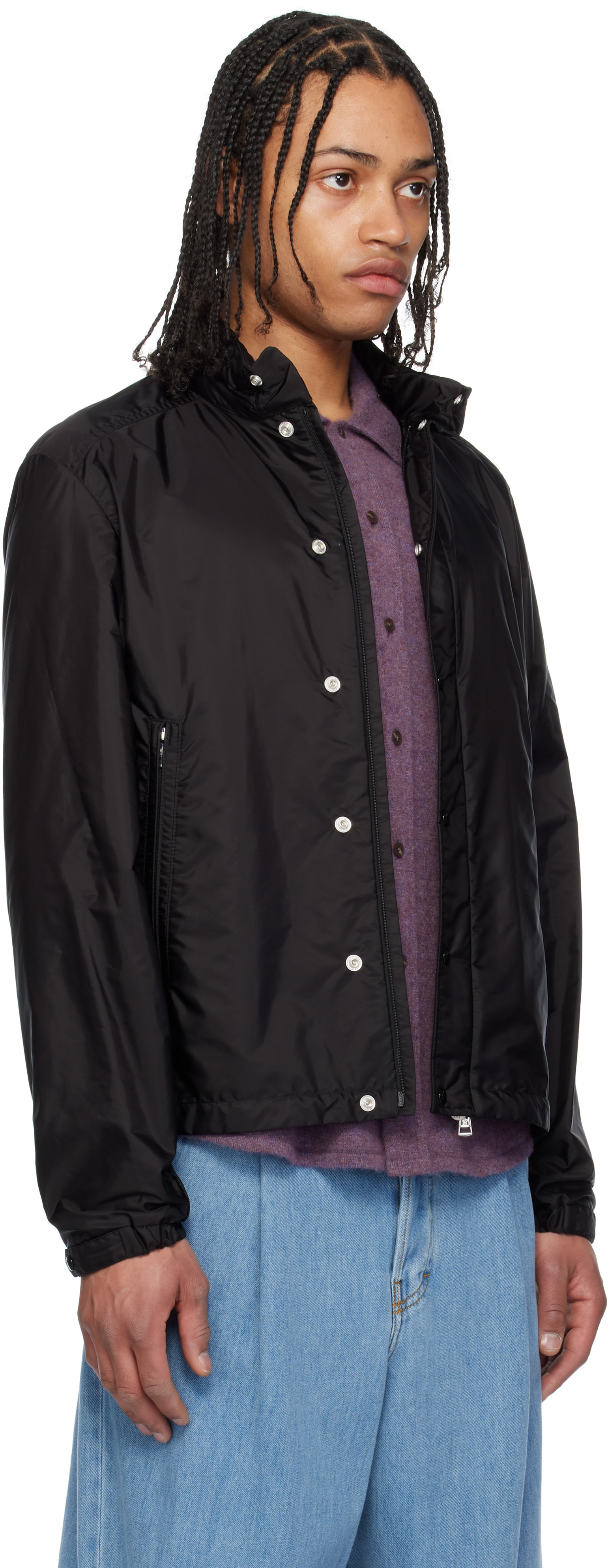 Moncler: Black Montriond Hooded Windbreaker Jacket | SSENSE