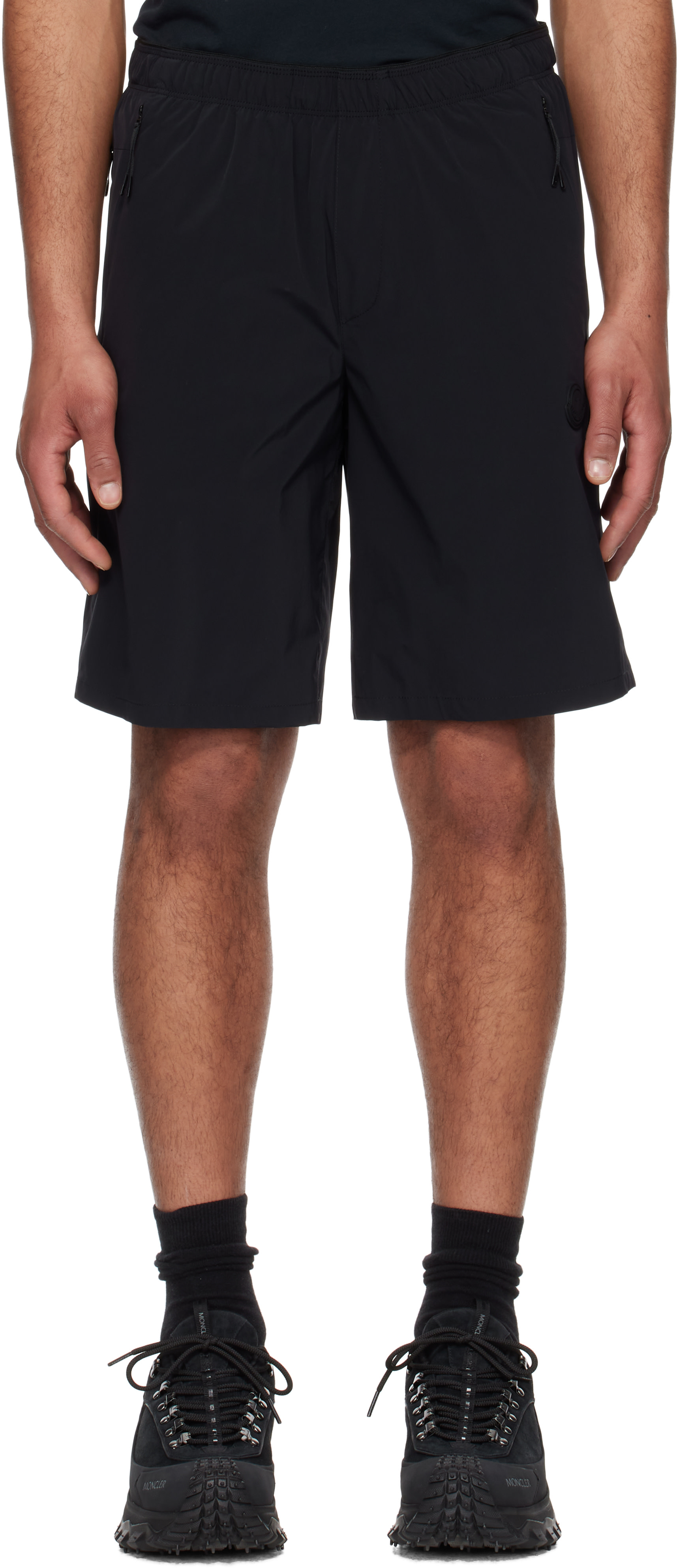 Moncler - Short noir à écusson à logo