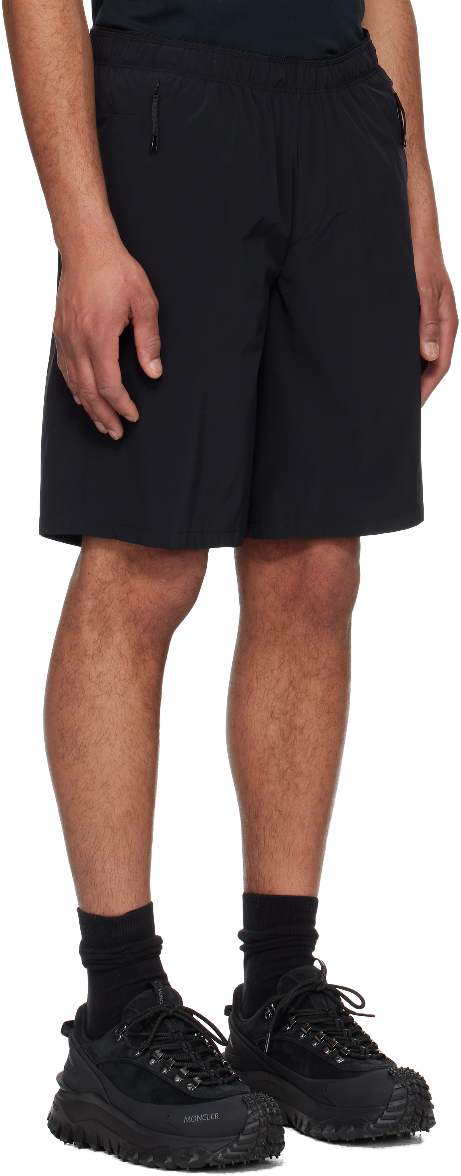 Moncler - Short noir à écusson à logo