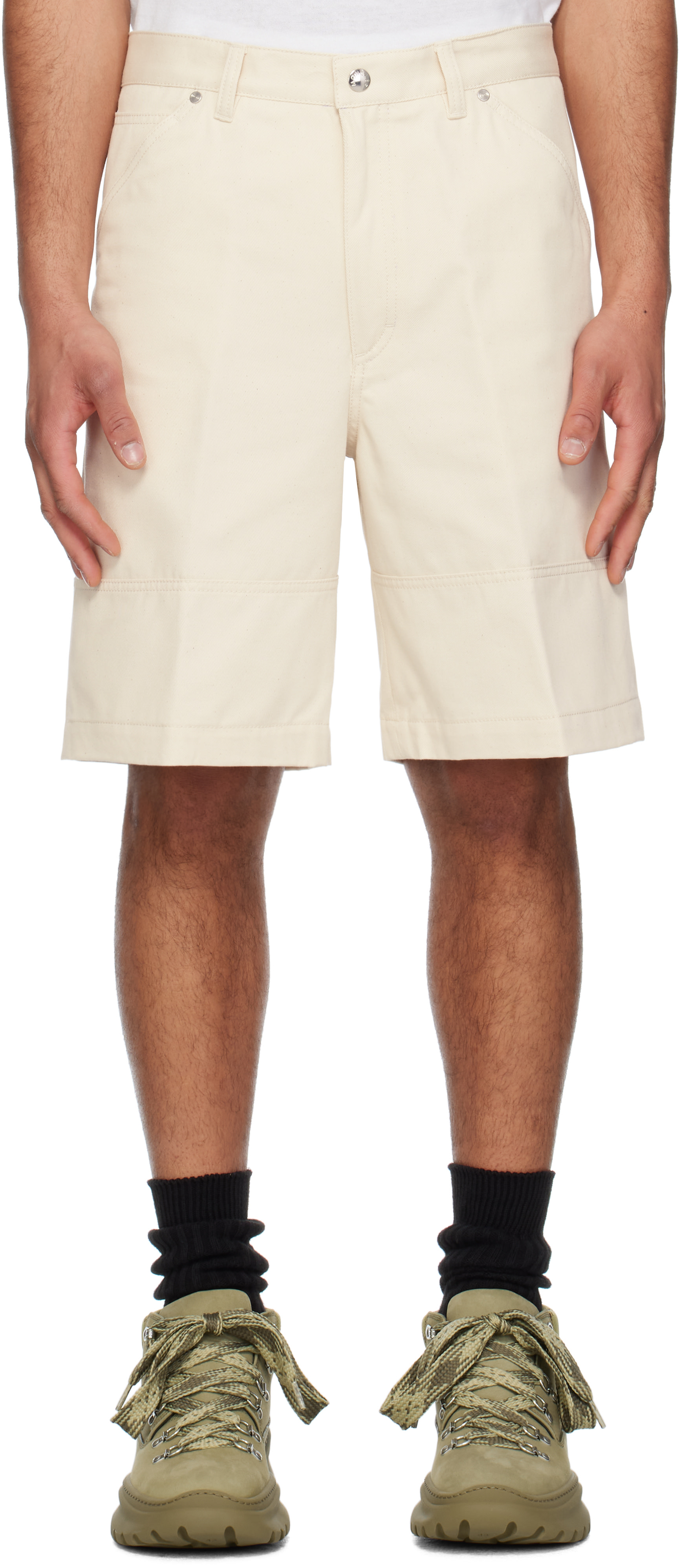 Moncler - Bermuda blanc cassé en coton