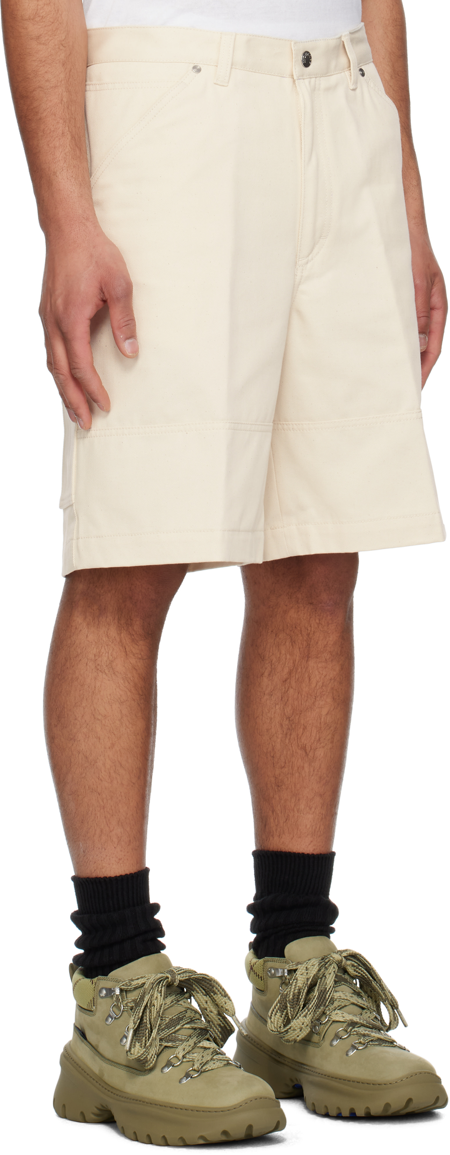 Moncler - Bermuda blanc cassé en coton