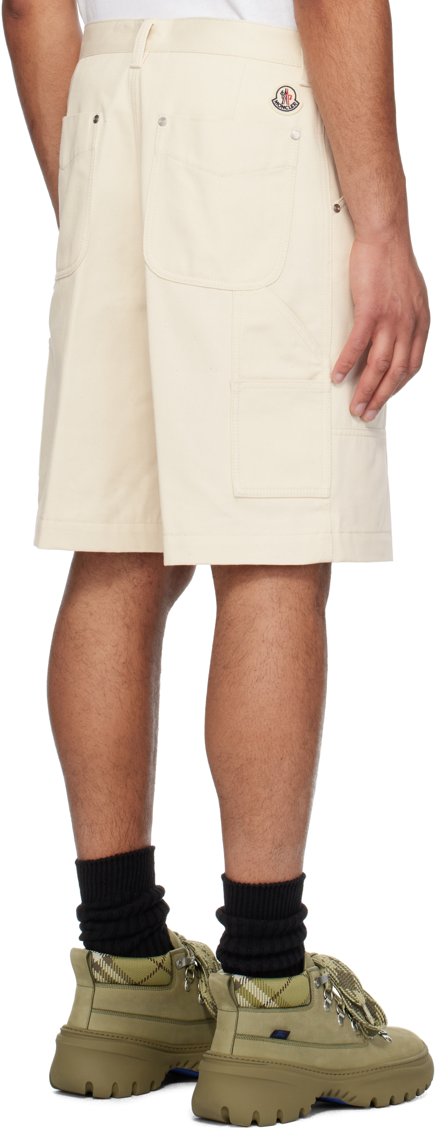 Moncler - Bermuda blanc cassé en coton