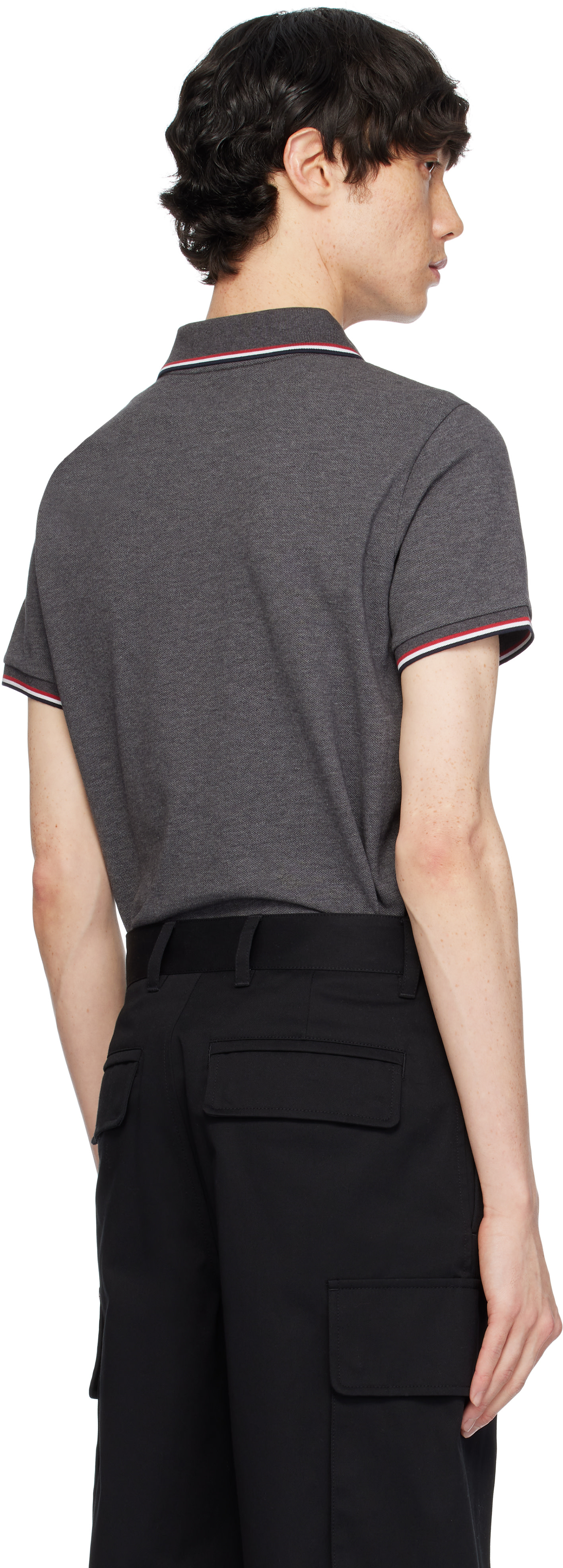 Moncler - Gray Tricolor-Trimmed Cotton Piquet Polo