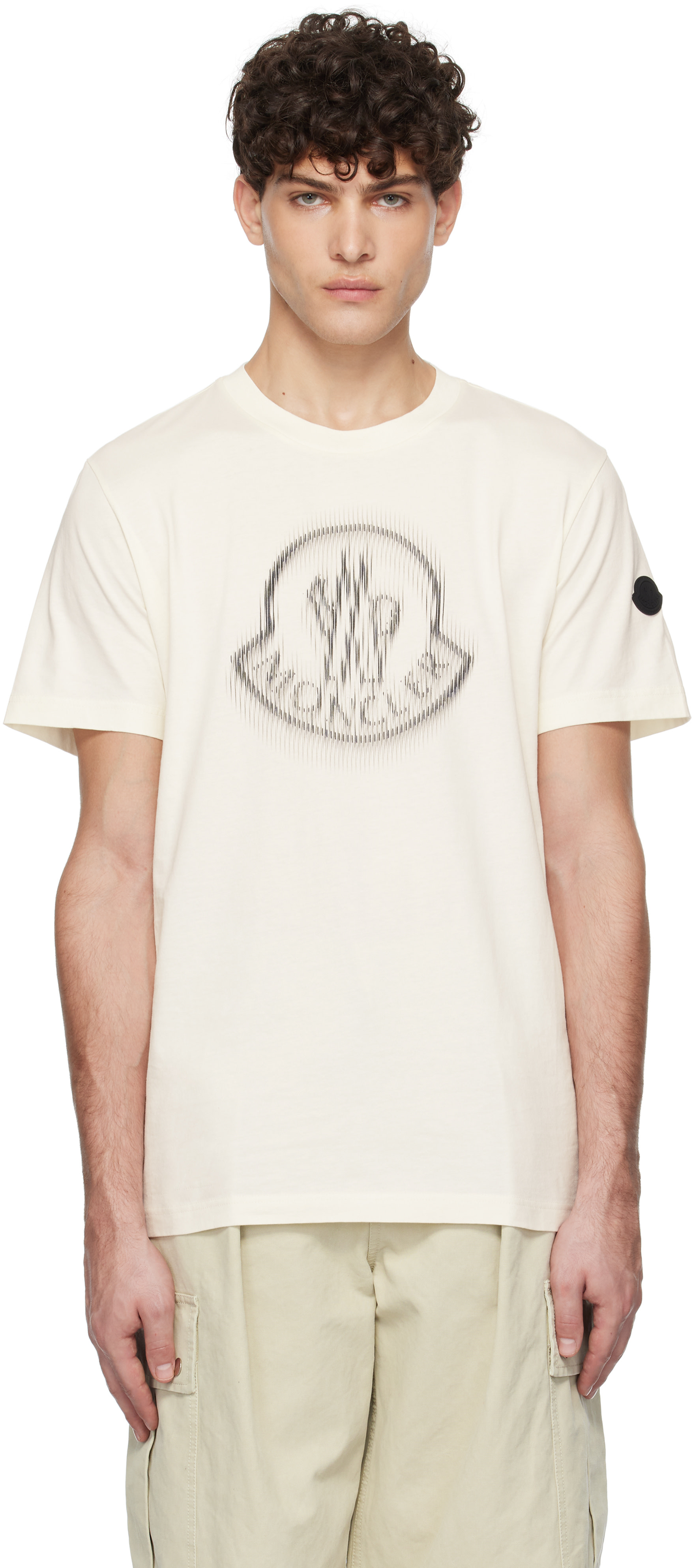 Moncler - T-shirt blanc cassé