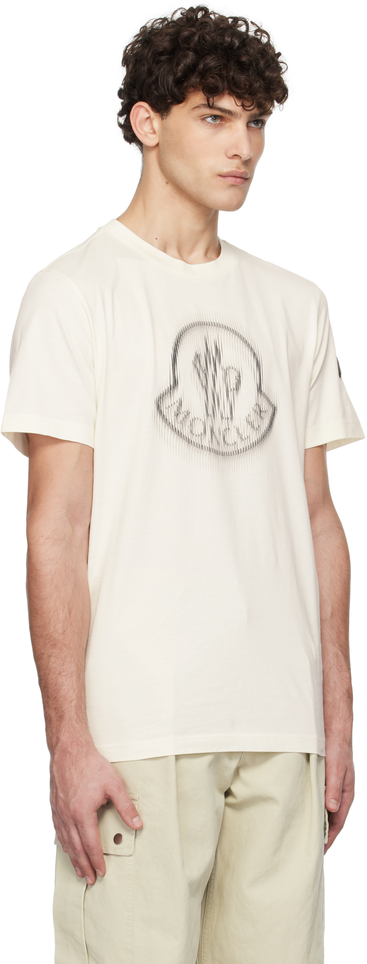 Moncler - T-shirt blanc cassé