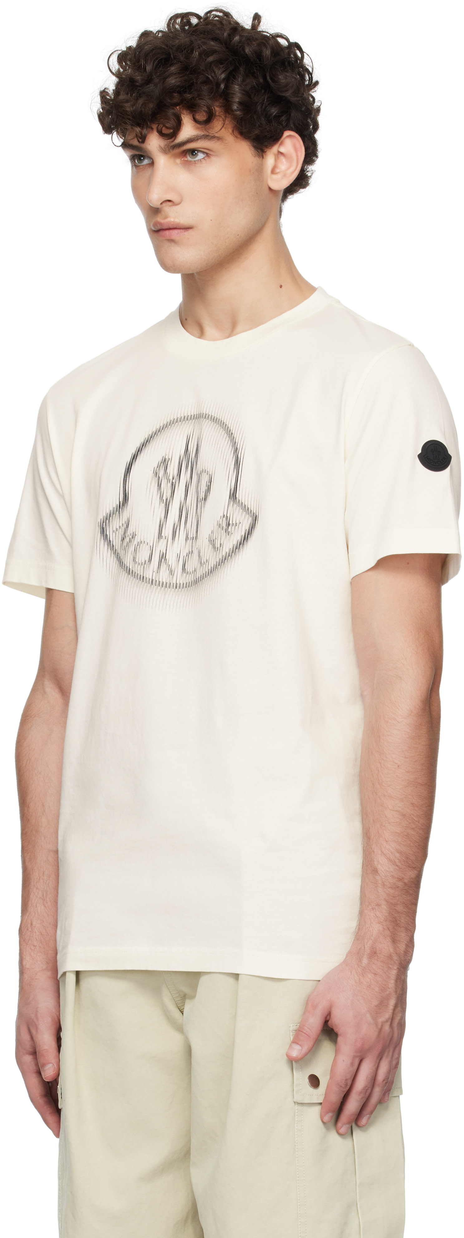 Moncler - T-shirt blanc cassé