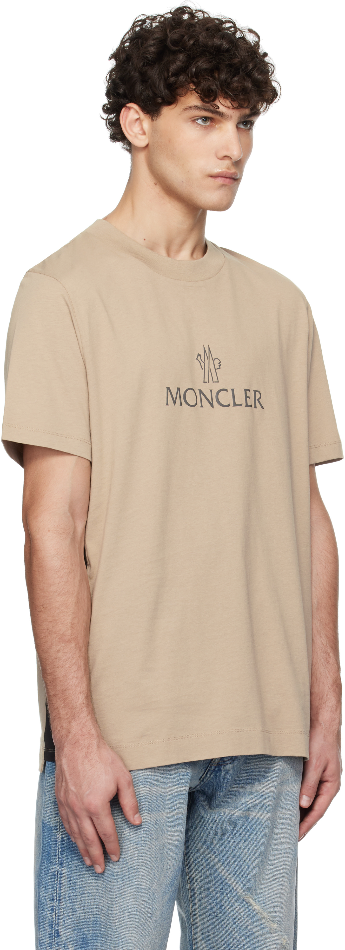 Moncler - 베이지 로고 코튼 티셔츠