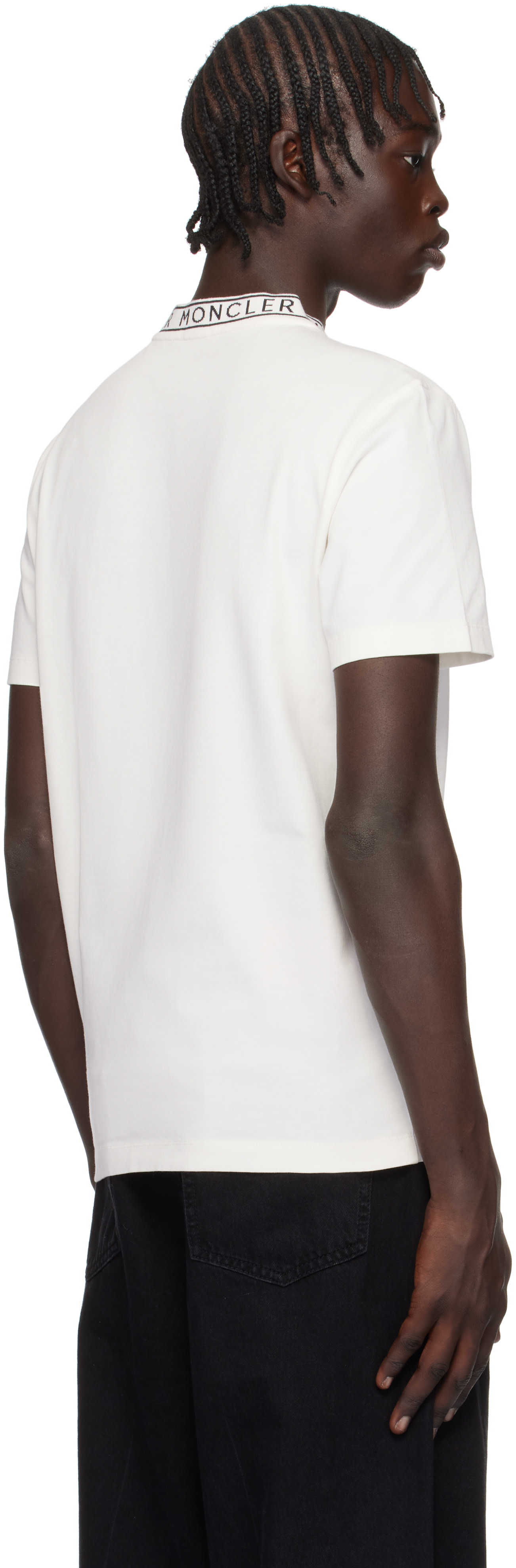MONCLER ホワイト Tシャツ　12a White Flocked Logo Cotton T-Shirt - Polos & T-shirts for Men