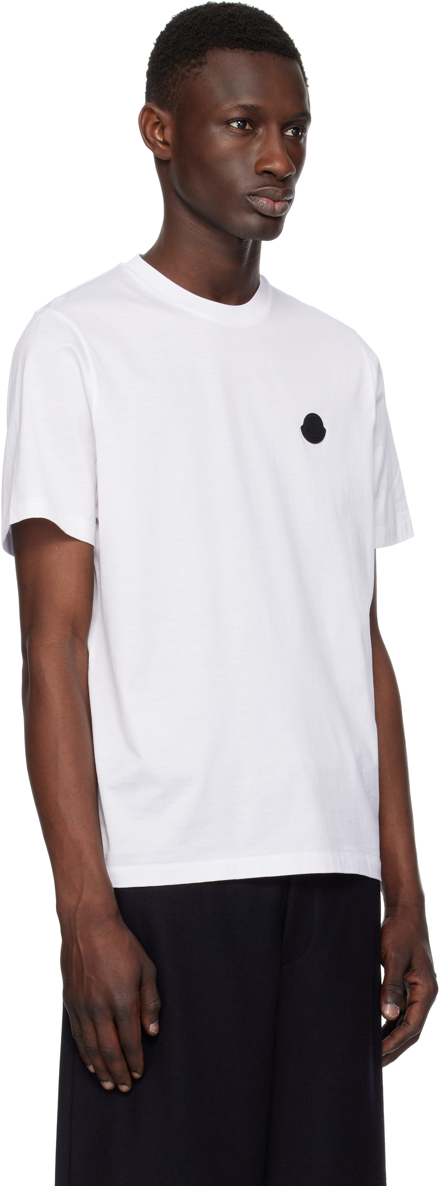 Moncler: White Vertical Back Logo Cotton T-shirt | SSENSE