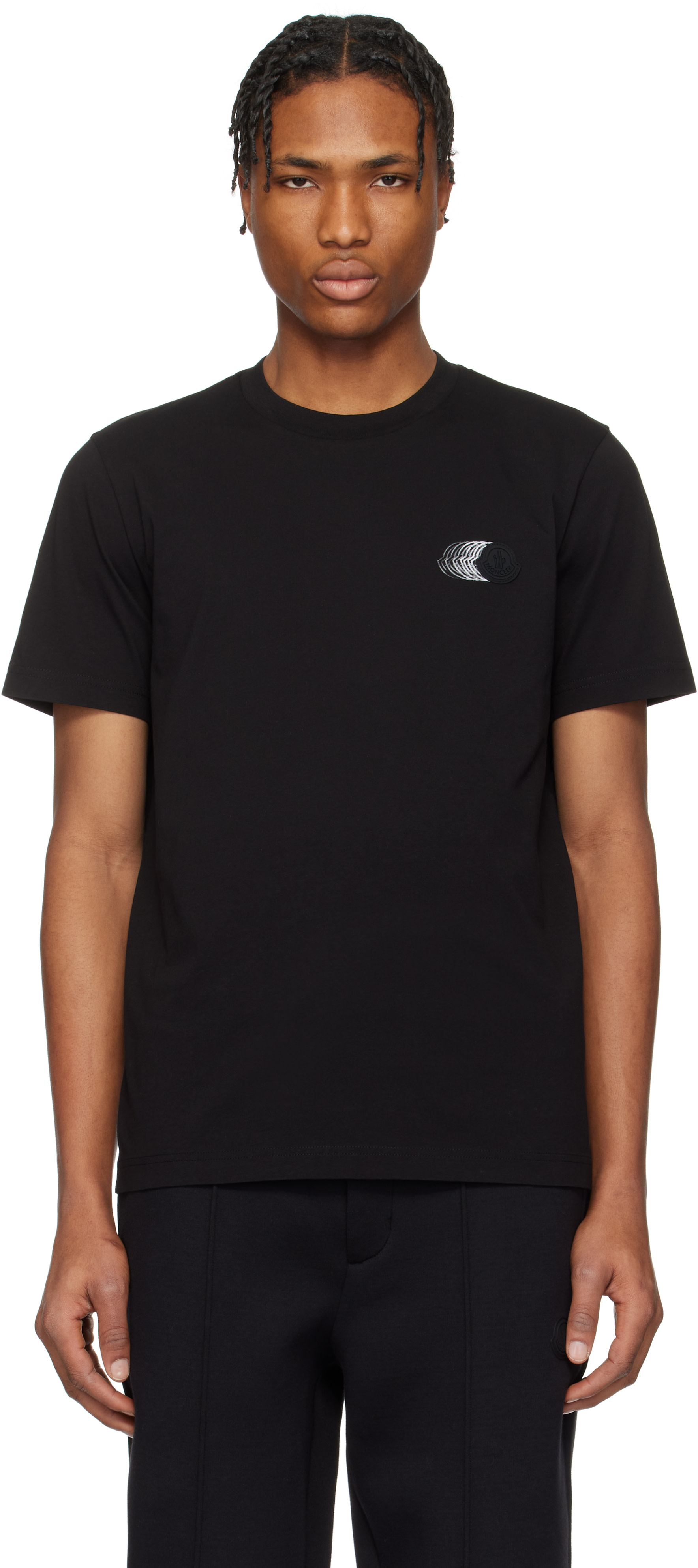 Moncler: ブラック フェード ロゴモチーフ コットン Tシャツ | SSENSE 日本