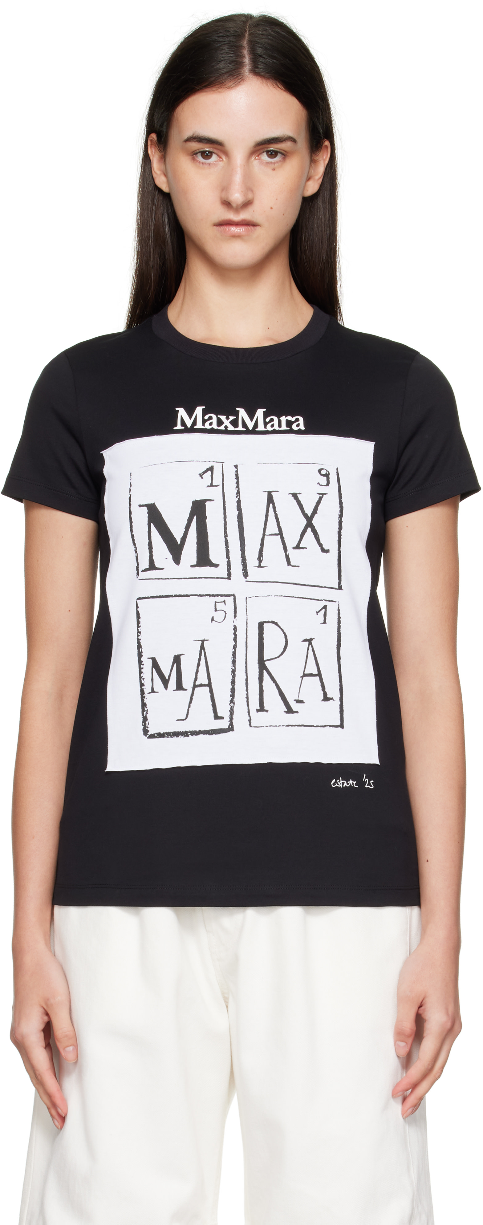 Max Mara: Black Colibri T-shirt | SSENSE Saudi Arabia