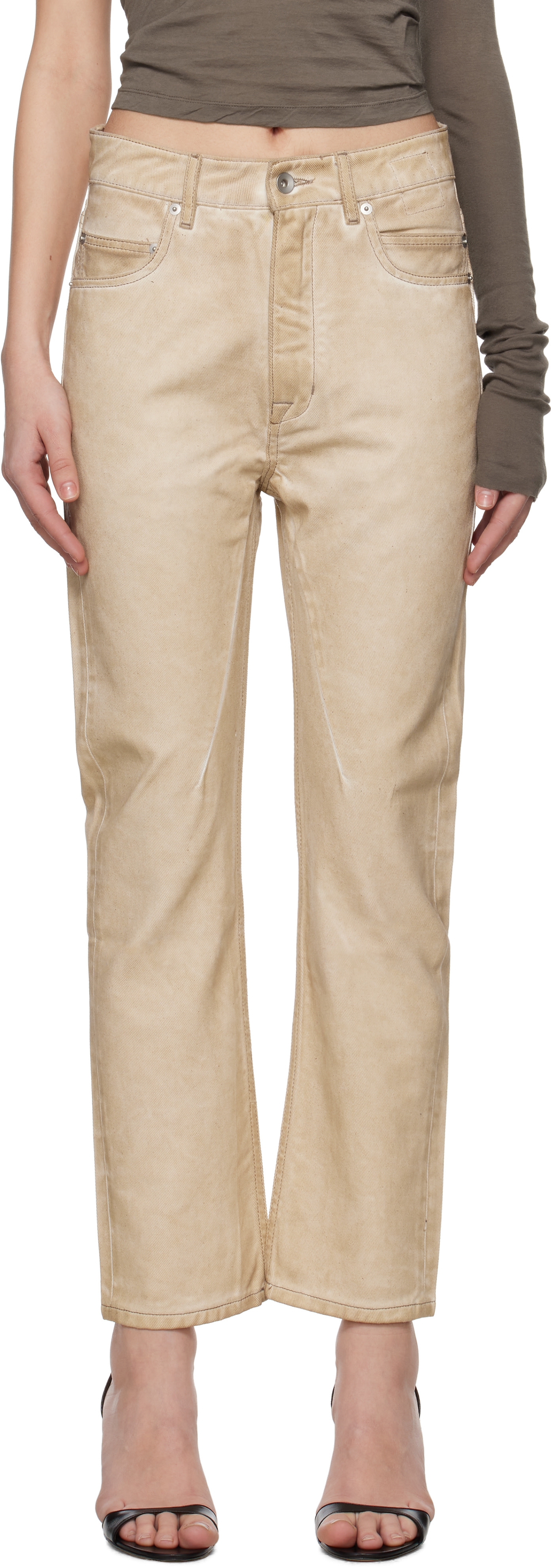 Rick Owens DRKSHDW: Beige Hollywood VDD Jeans | SSENSE