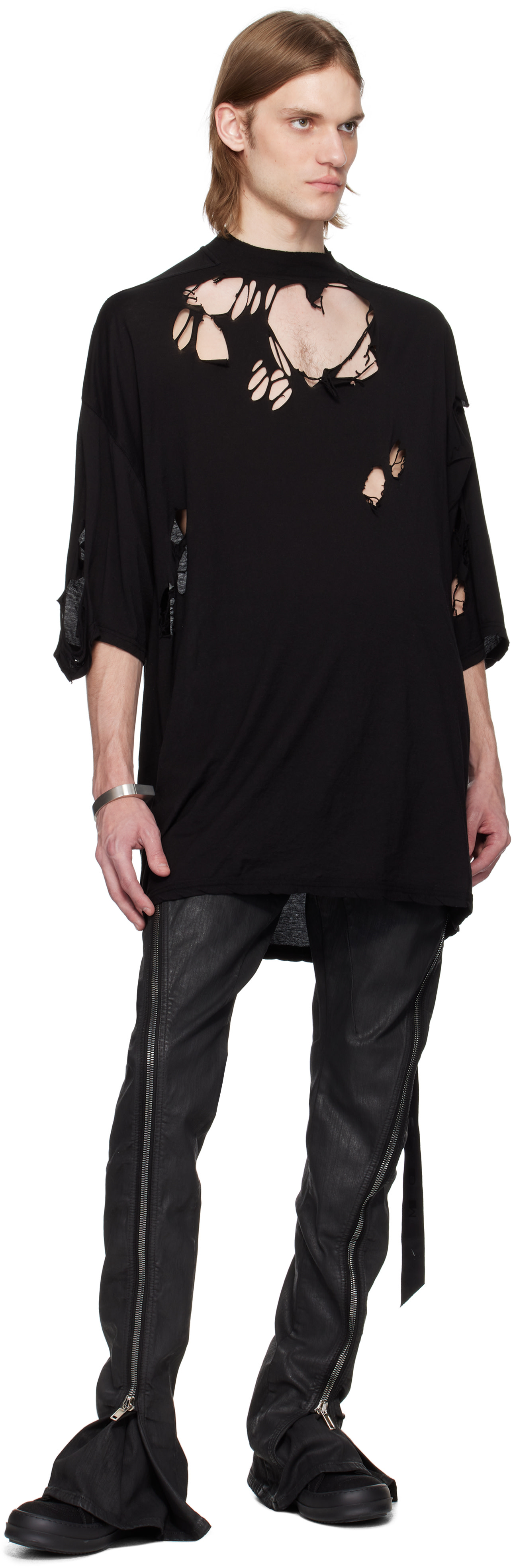 Rick Owens DRKSHDW: ブラック Hollywood Tommy Tシャツ | SSENSE 日本