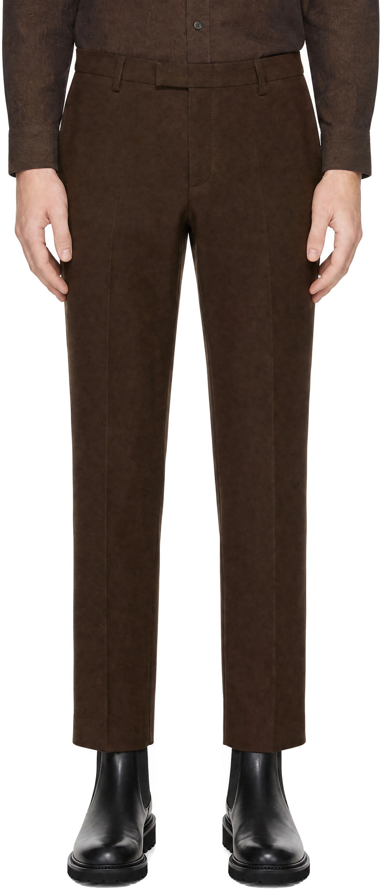 Sunspel - Brown Moleskin Regular Fit Trousers
