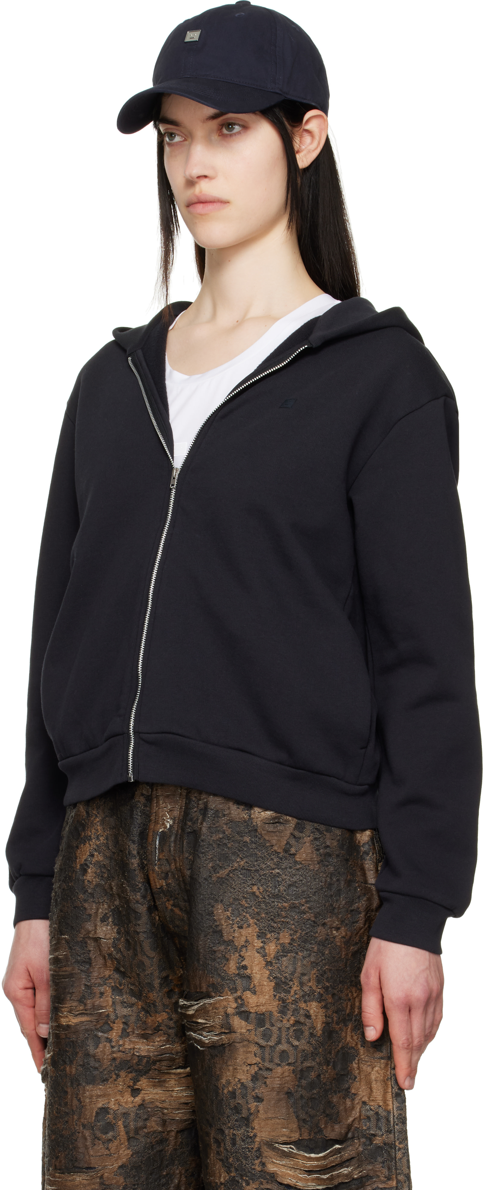 Acne Studios - Pull à capuche noir à glissière