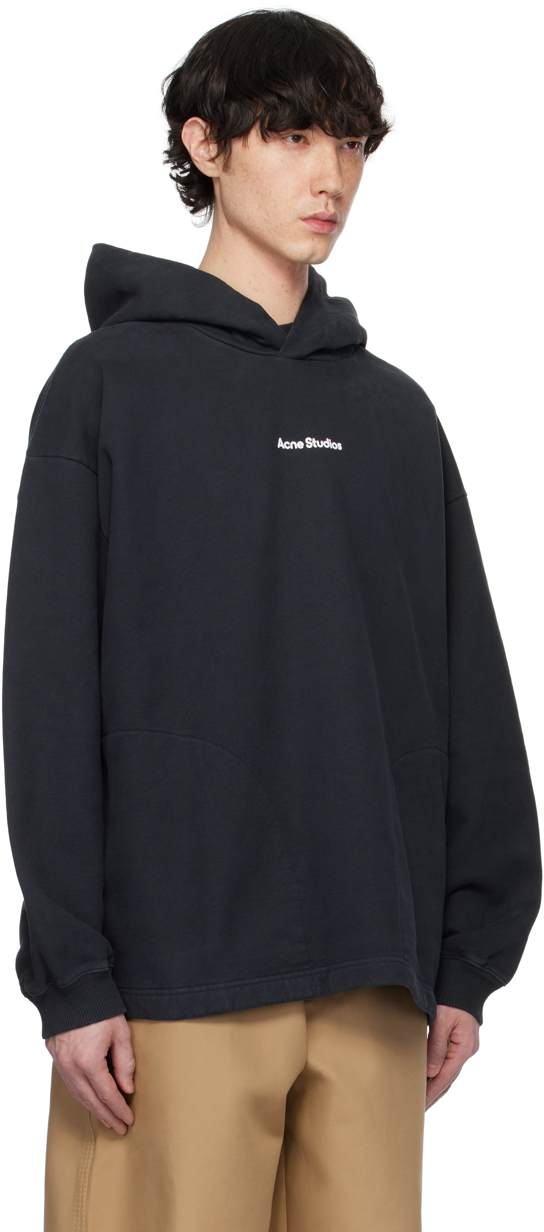 Acne Studios - Pull à capuche noir à estampe du logo