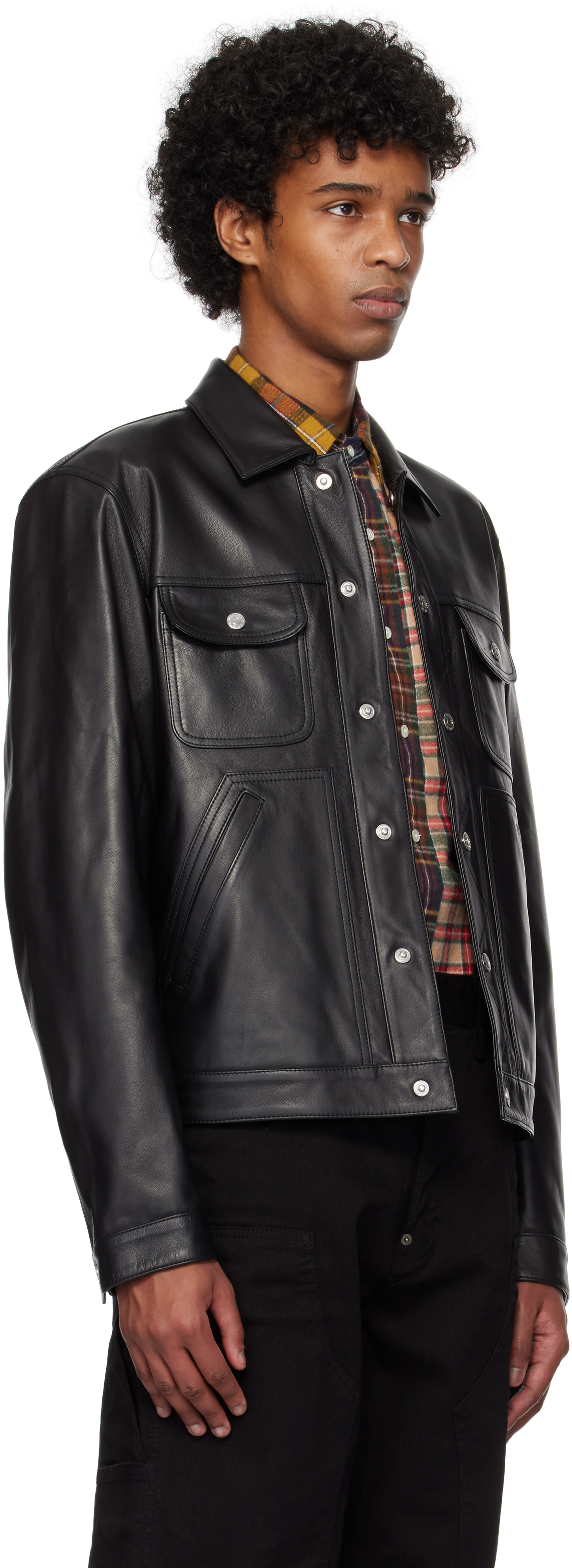 Dsquared2 - ブラック ボクシーフィット Jean レザージャケット