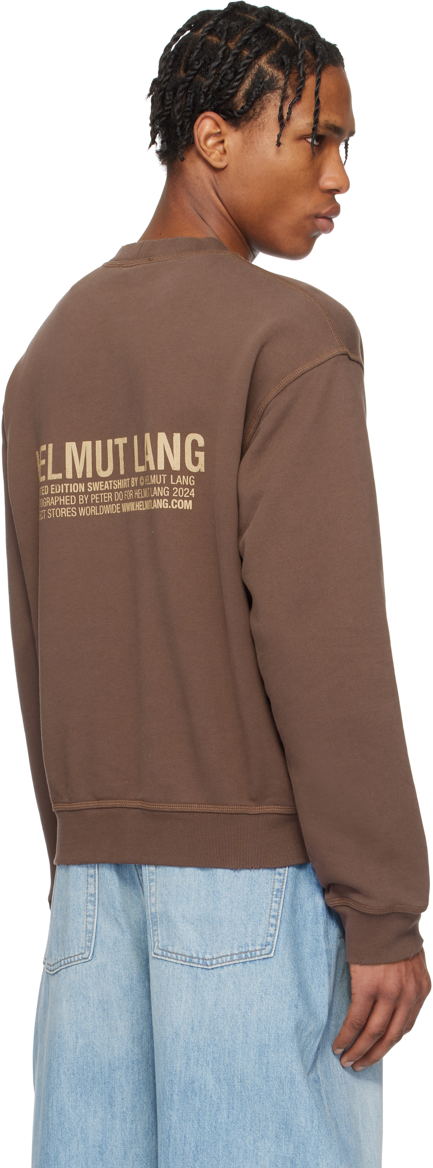 Helmut Lang - Pull molletonné brun à image de carte postale