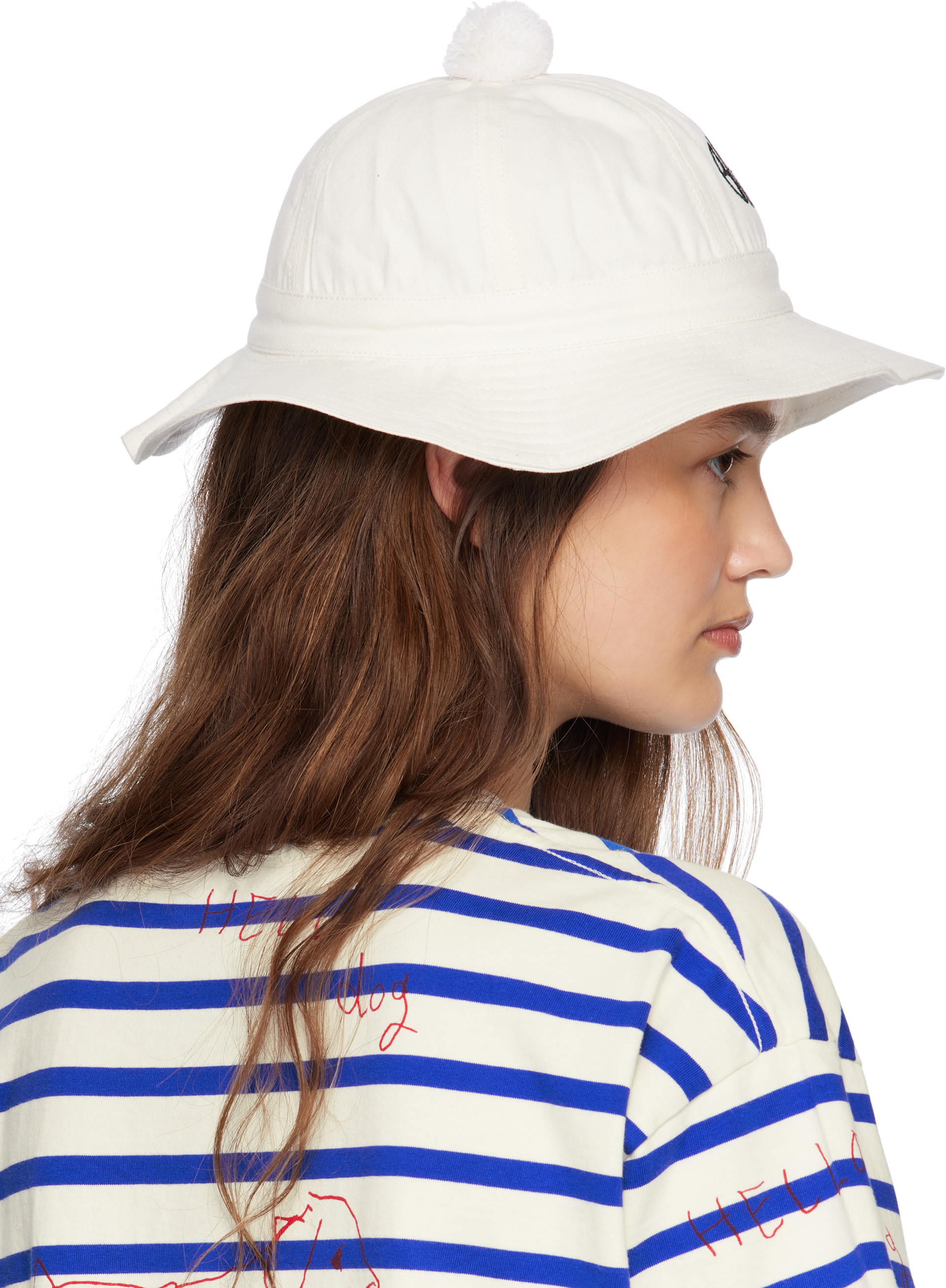 BODE バケットハット Bode: White Paneled Grandfather Bucket Hat | SSENSE
