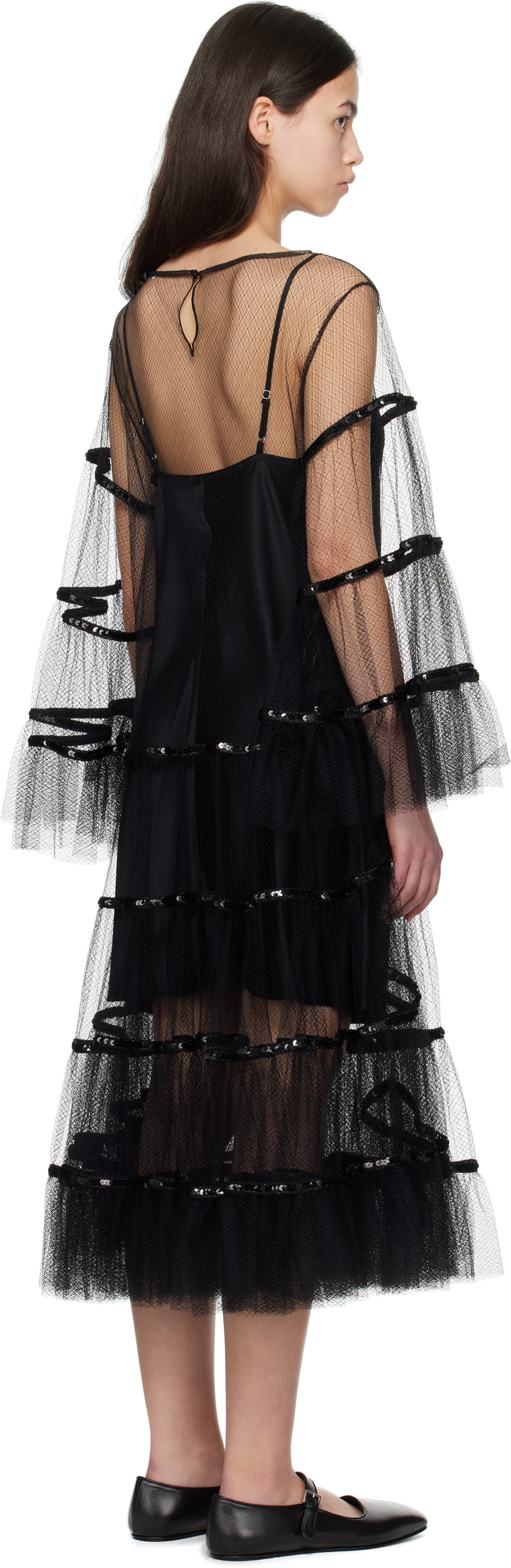 Bode - Robe midi Swan noire