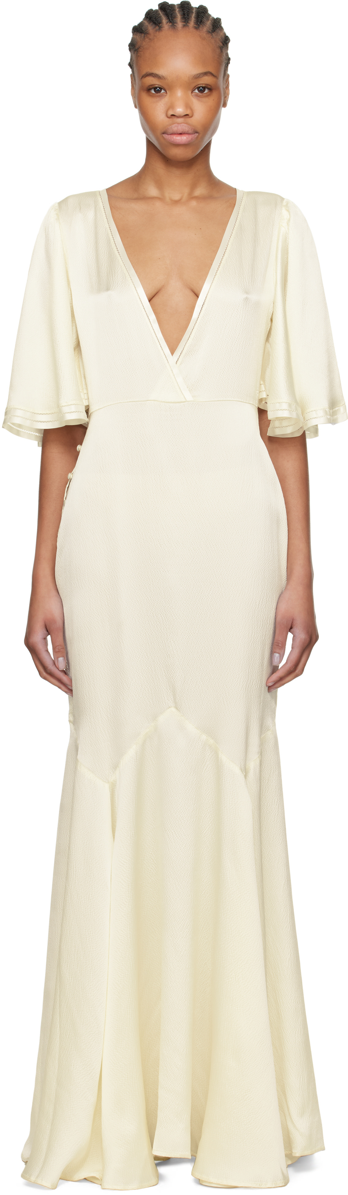 Bode - Robe longue Claret blanc cassé en satin