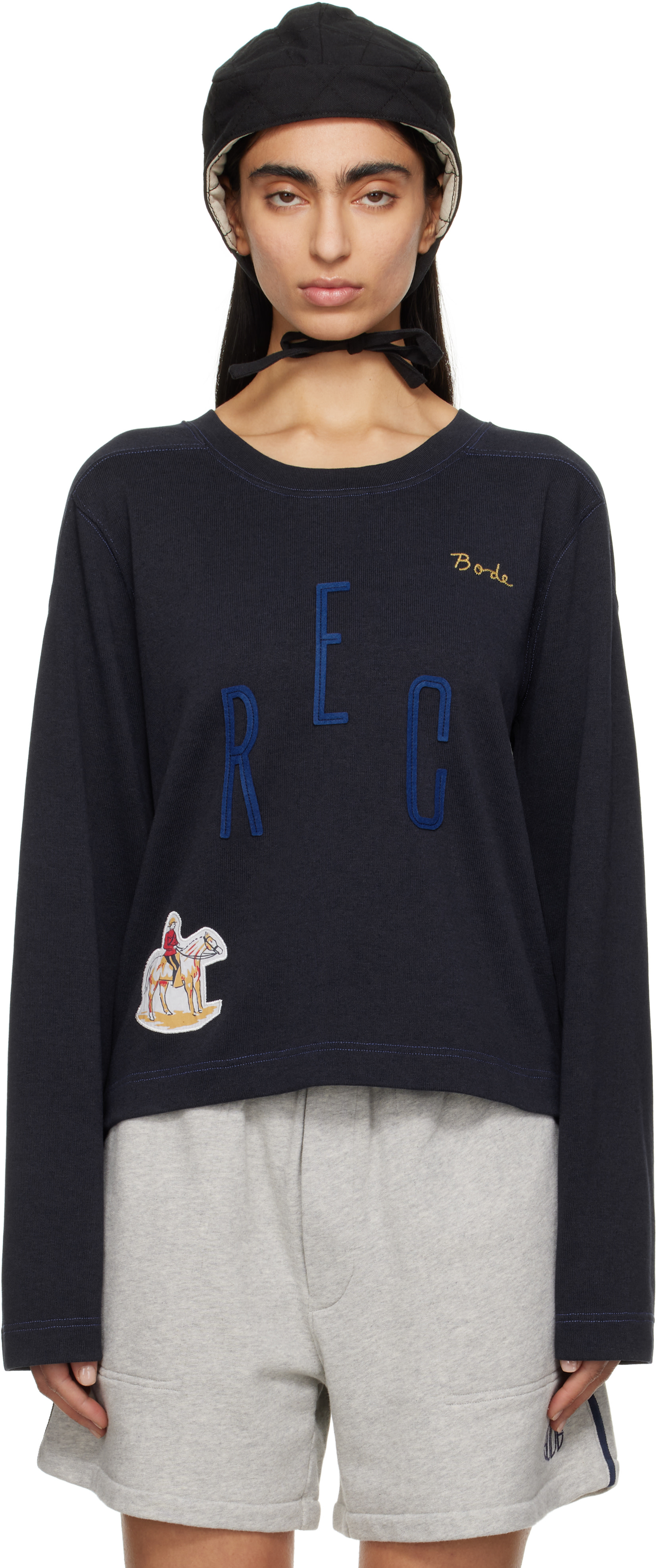 Bode - Pull molletonné 'Rec' bleu marine