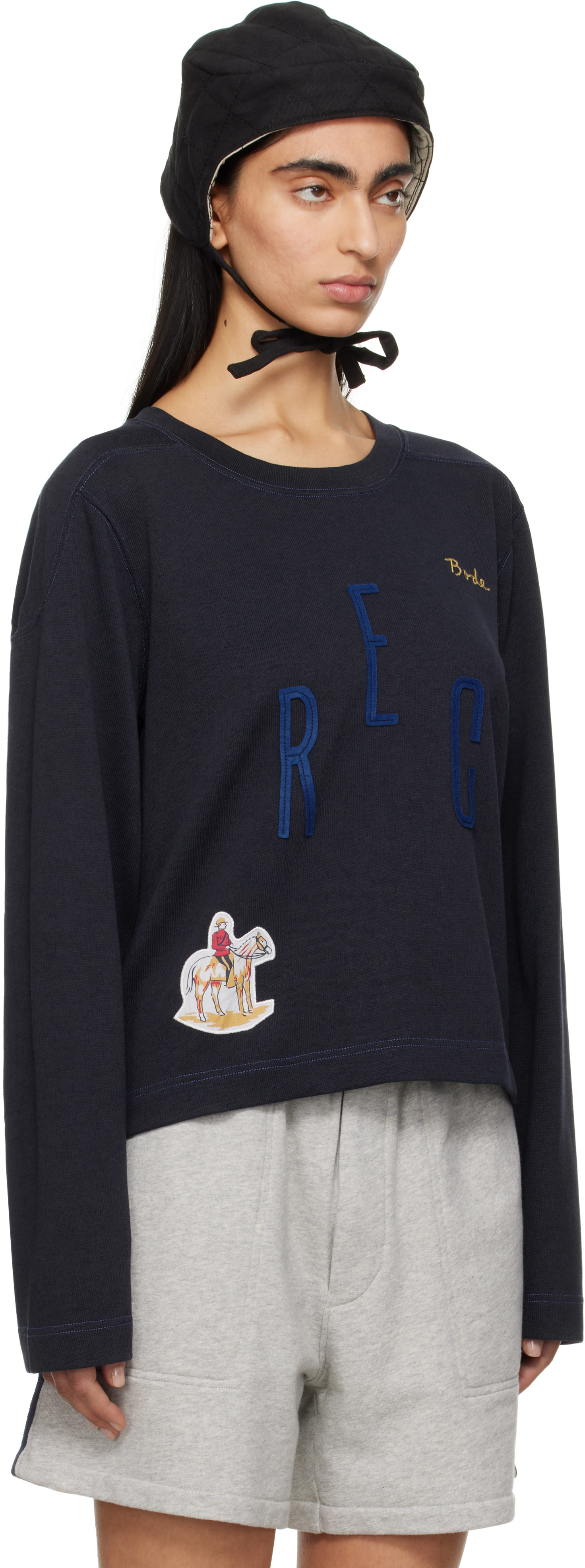 Bode - Pull molletonné 'Rec' bleu marine
