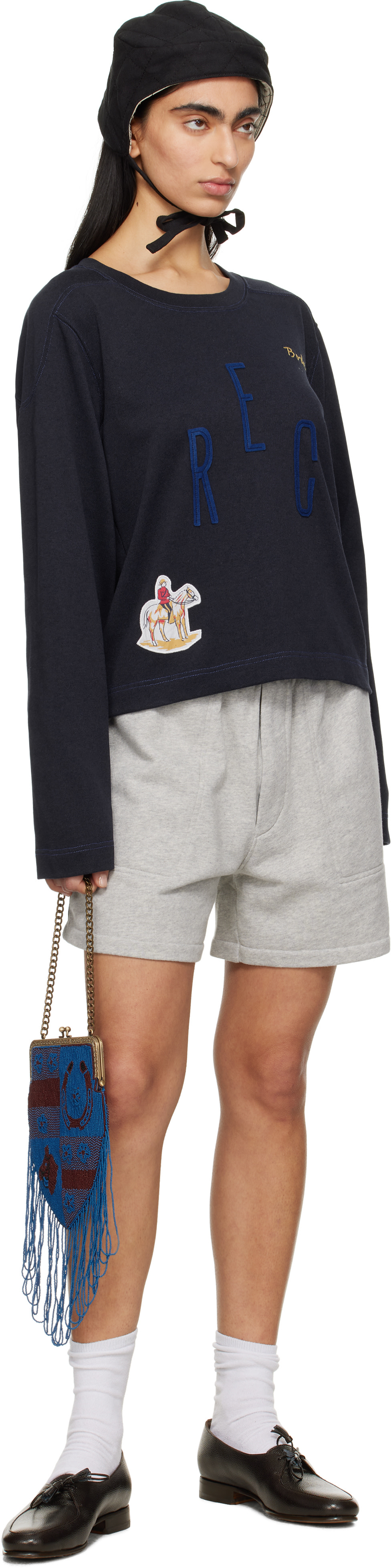 Bode - Pull molletonné 'Rec' bleu marine