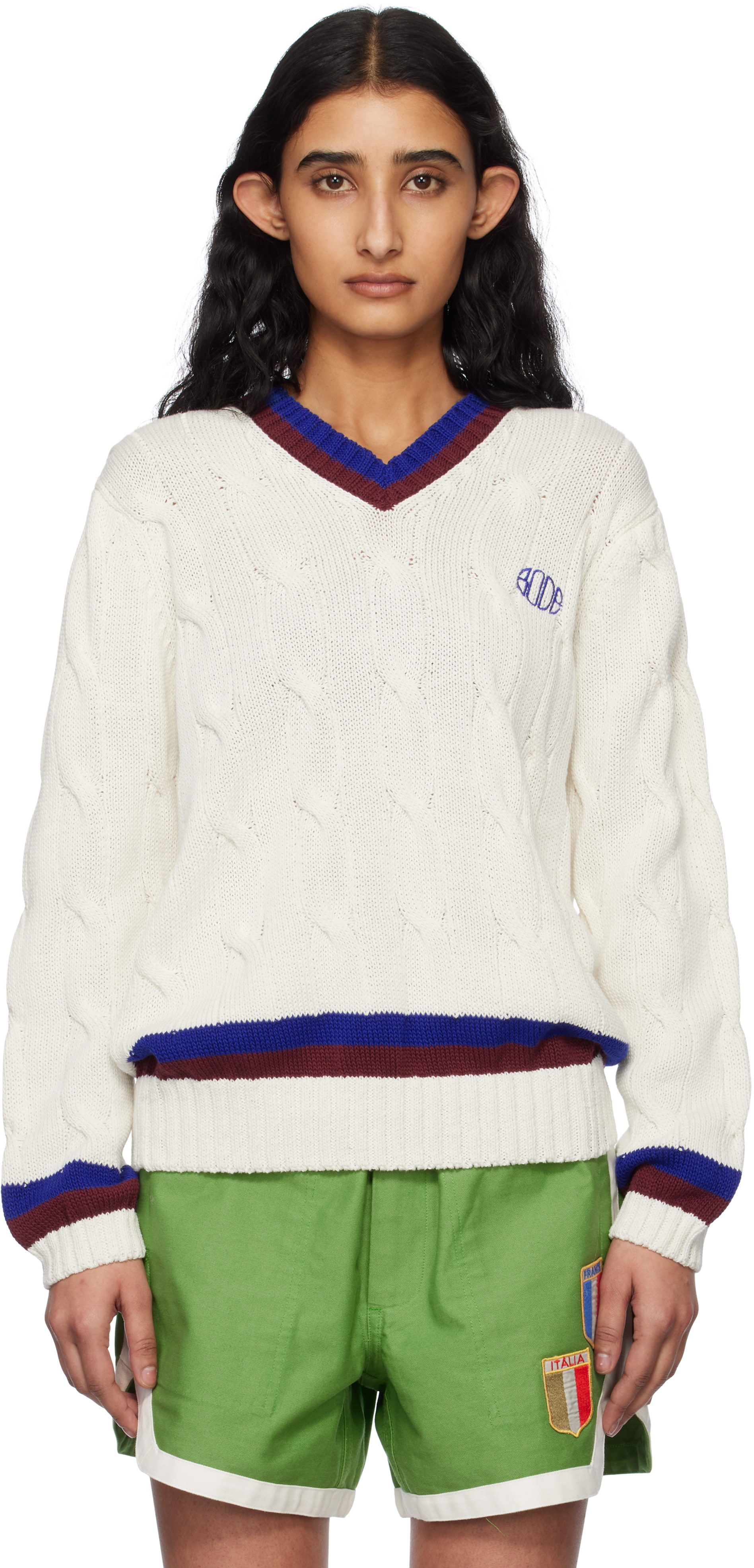 Bode - Pull de style tennis blanc