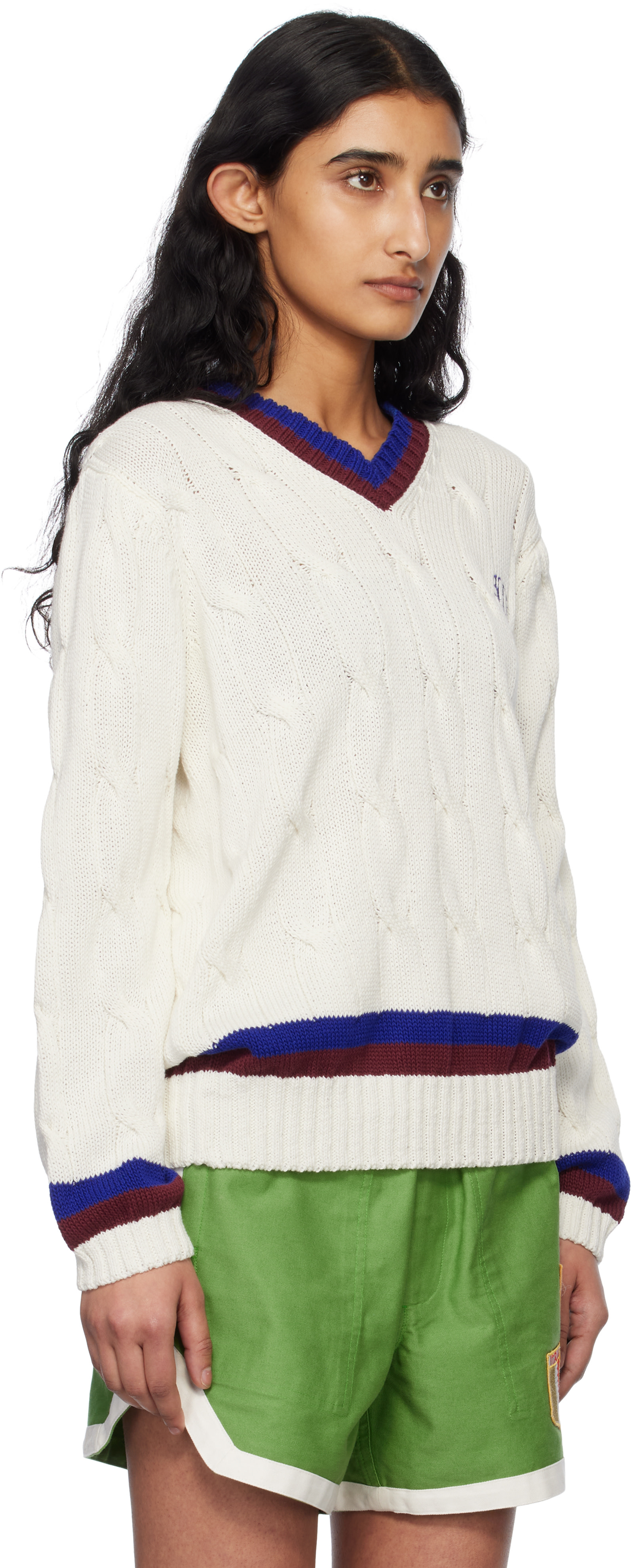 Bode - Pull de style tennis blanc