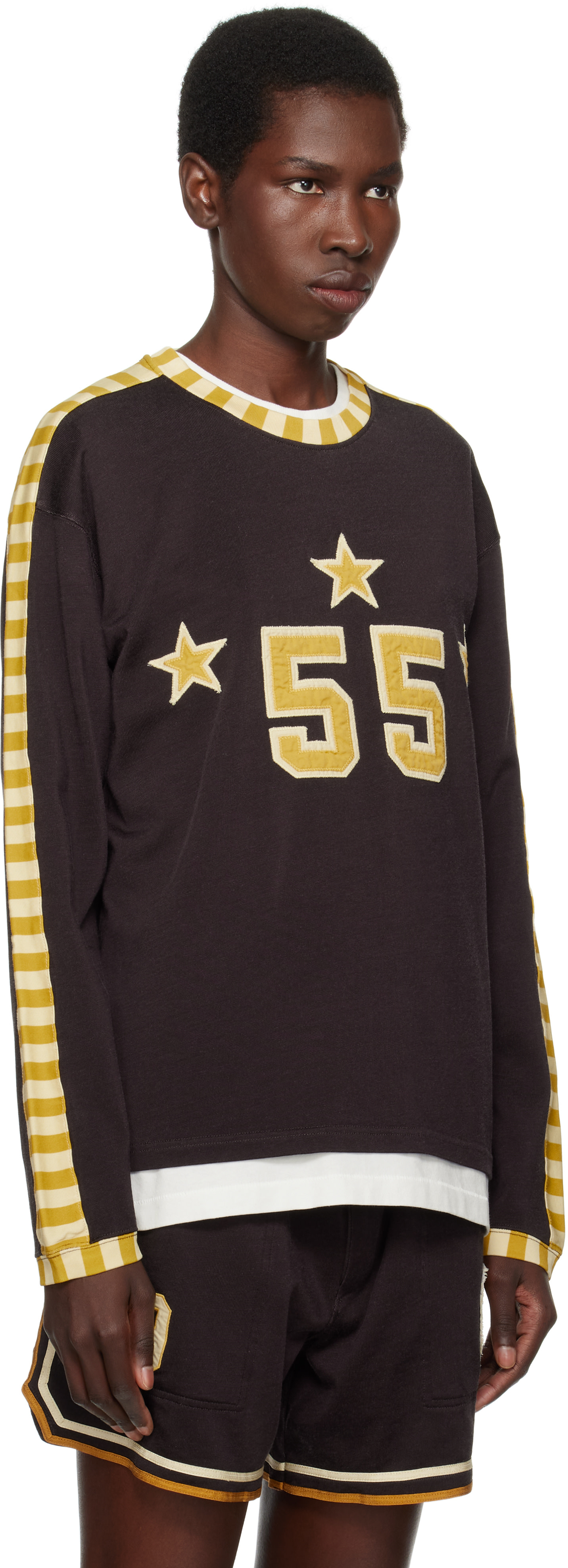 Bode: Brown Medalist Appliqué Long Sleeve T-shirt | SSENSE