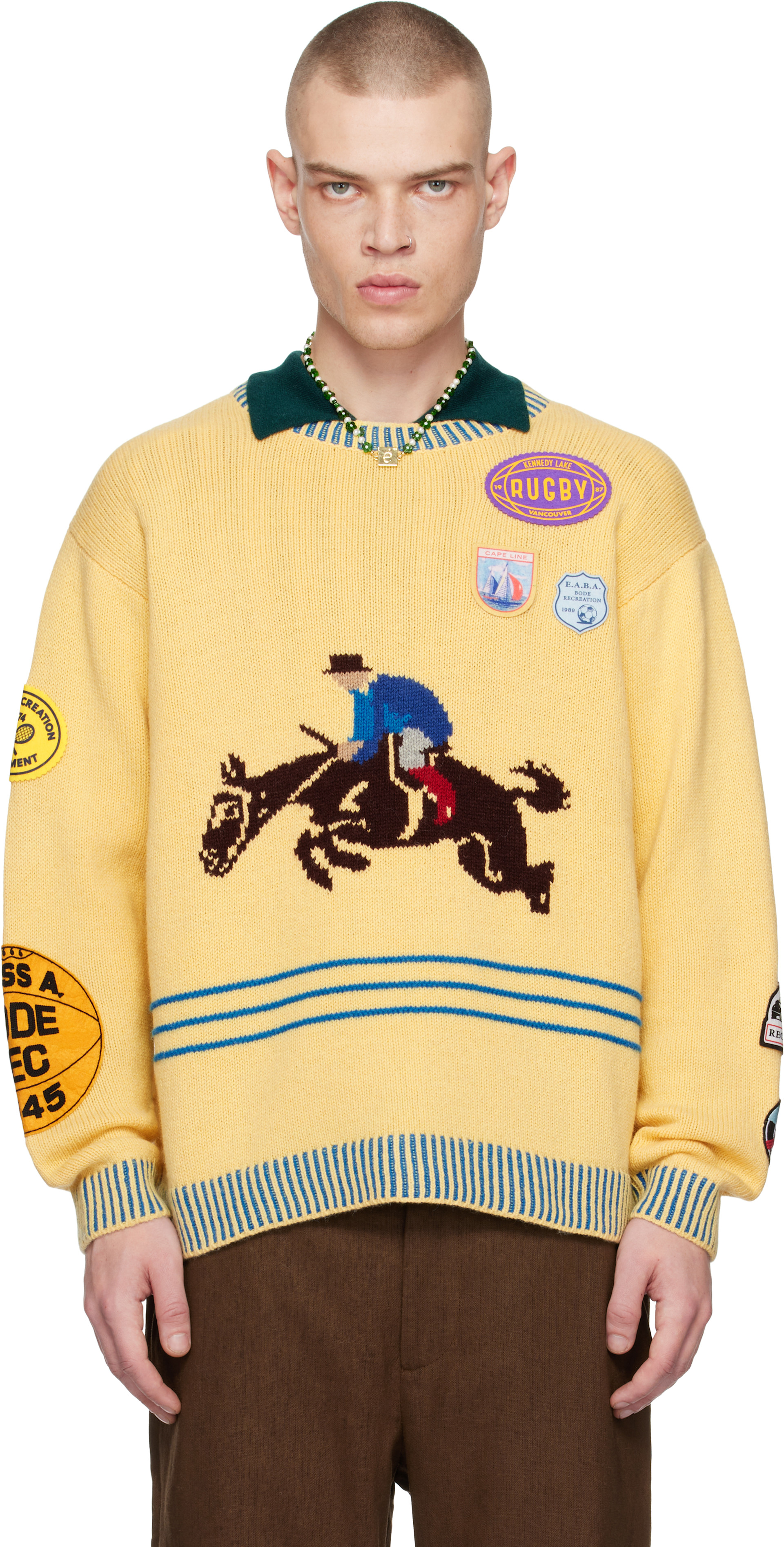 Bode - Pull jaune à image de jockey