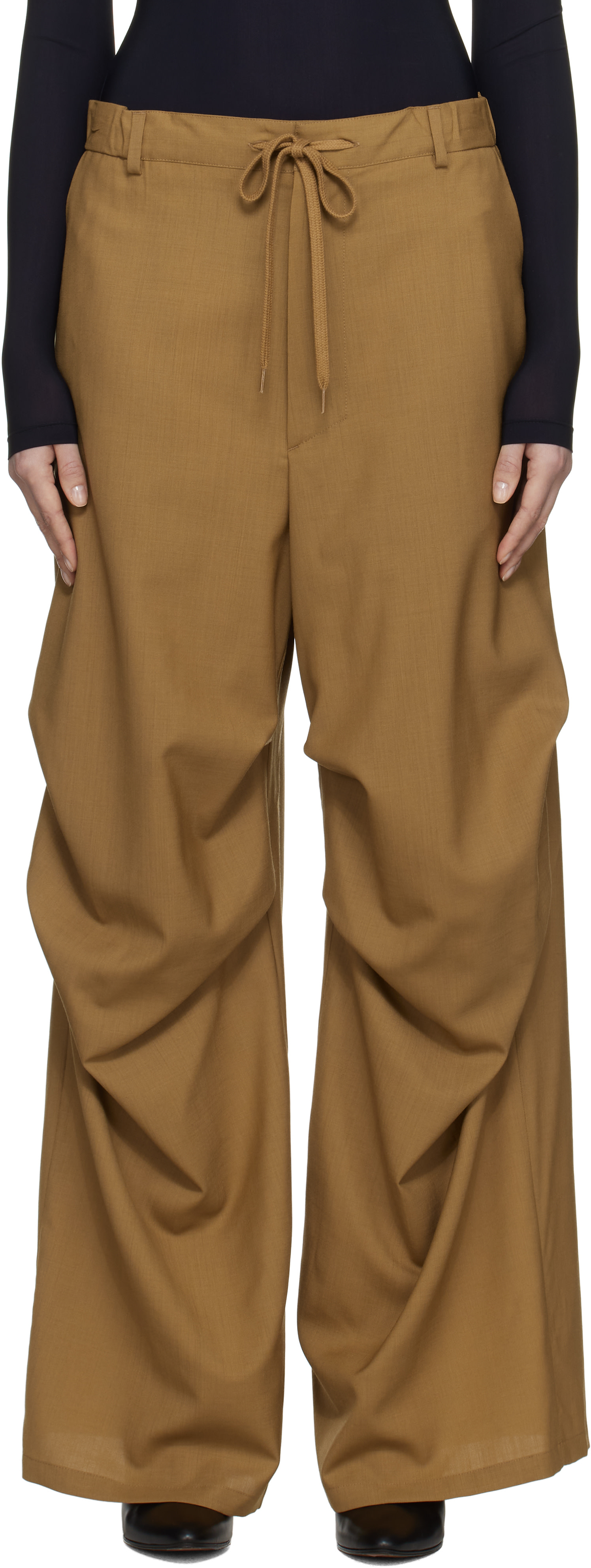 MM6 Maison Margiela: Brown Tailoring Wool Canvas Trousers | SSENSE
