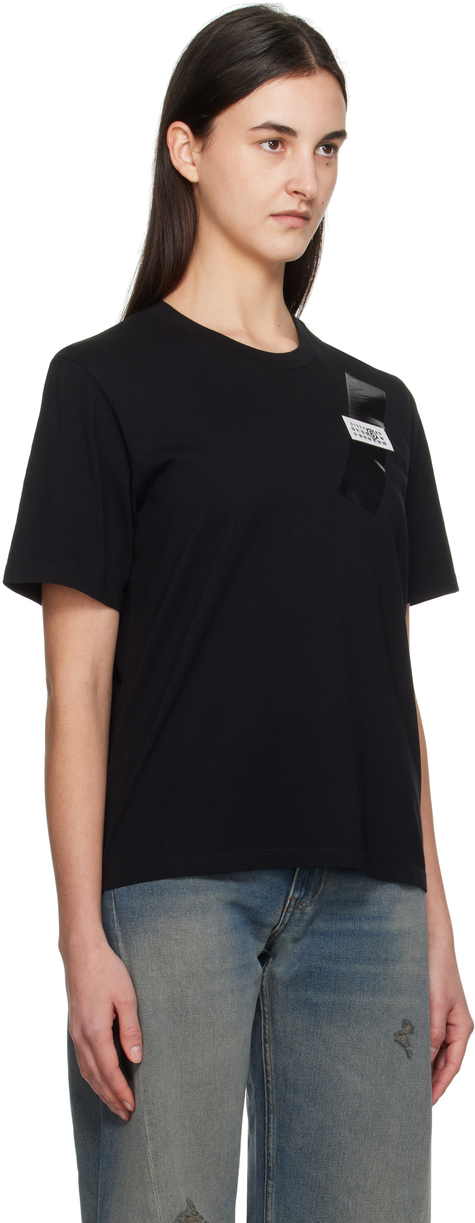 MM6 Maison Margiela: Black Logo T-shirt | SSENSE