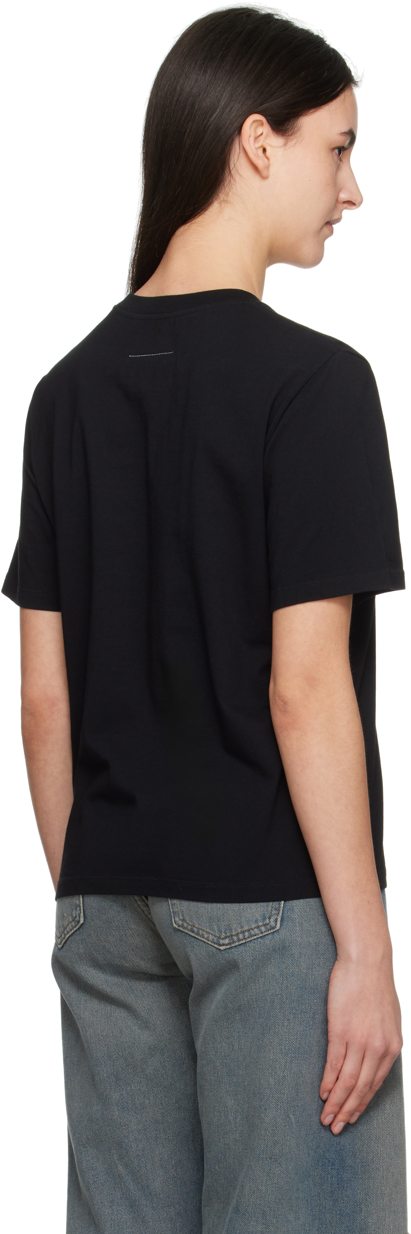 MM6 Maison Margiela: Black Logo T-shirt | SSENSE