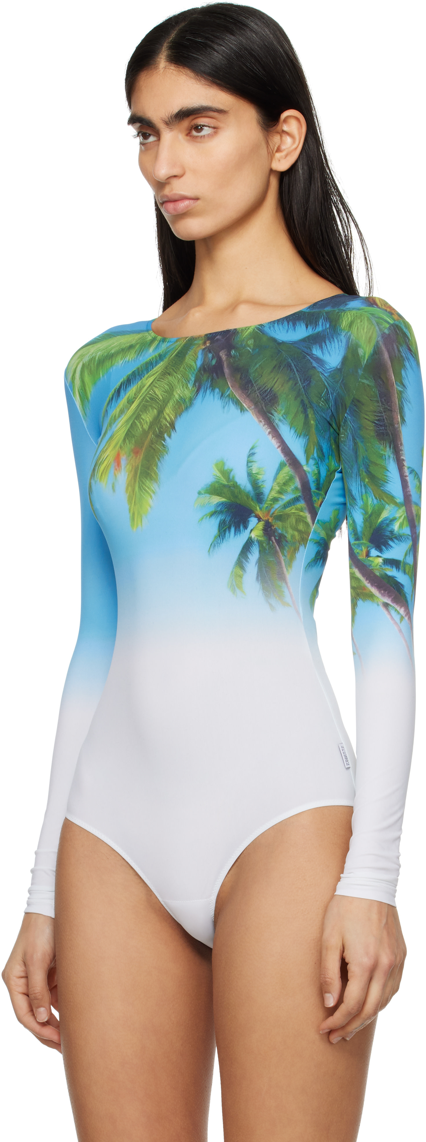 MM6 Maison Margiela: Blue Archive Print Bodysuit | SSENSE