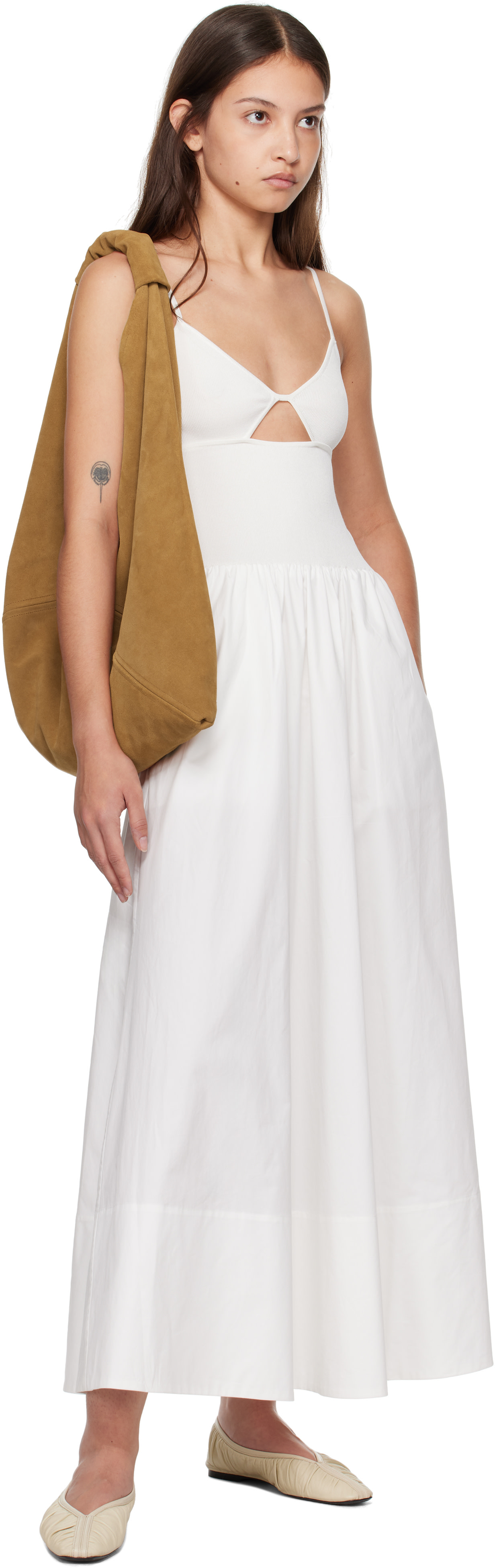 St. Agni: White Knit Cami Midi Dress | SSENSE