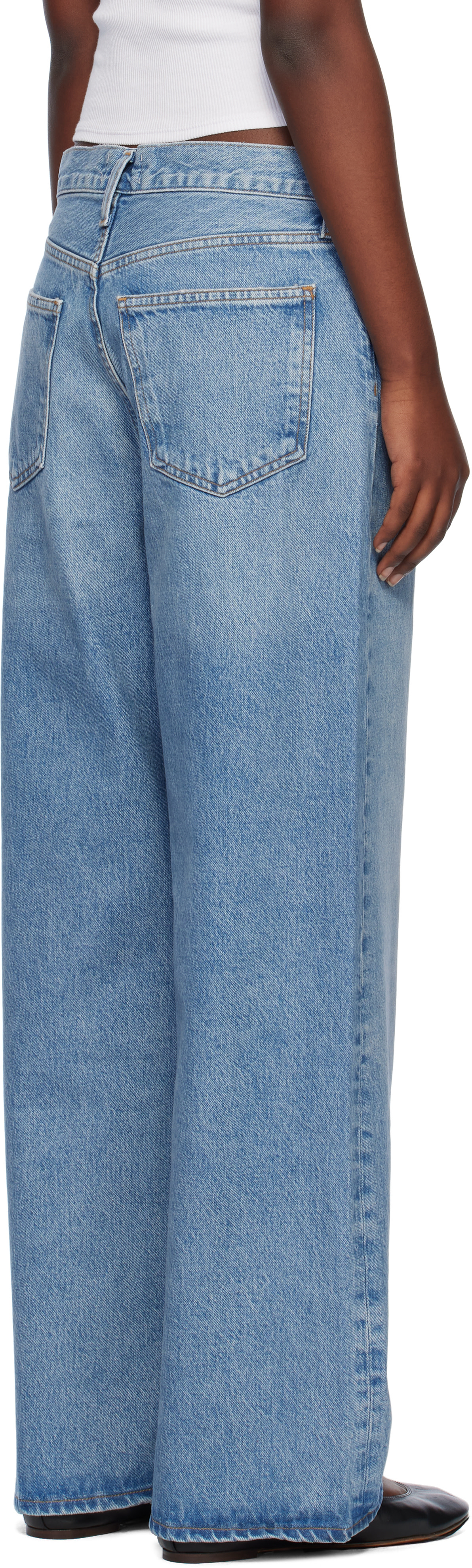 AGOLDE - Jean ample bleu à taille basse