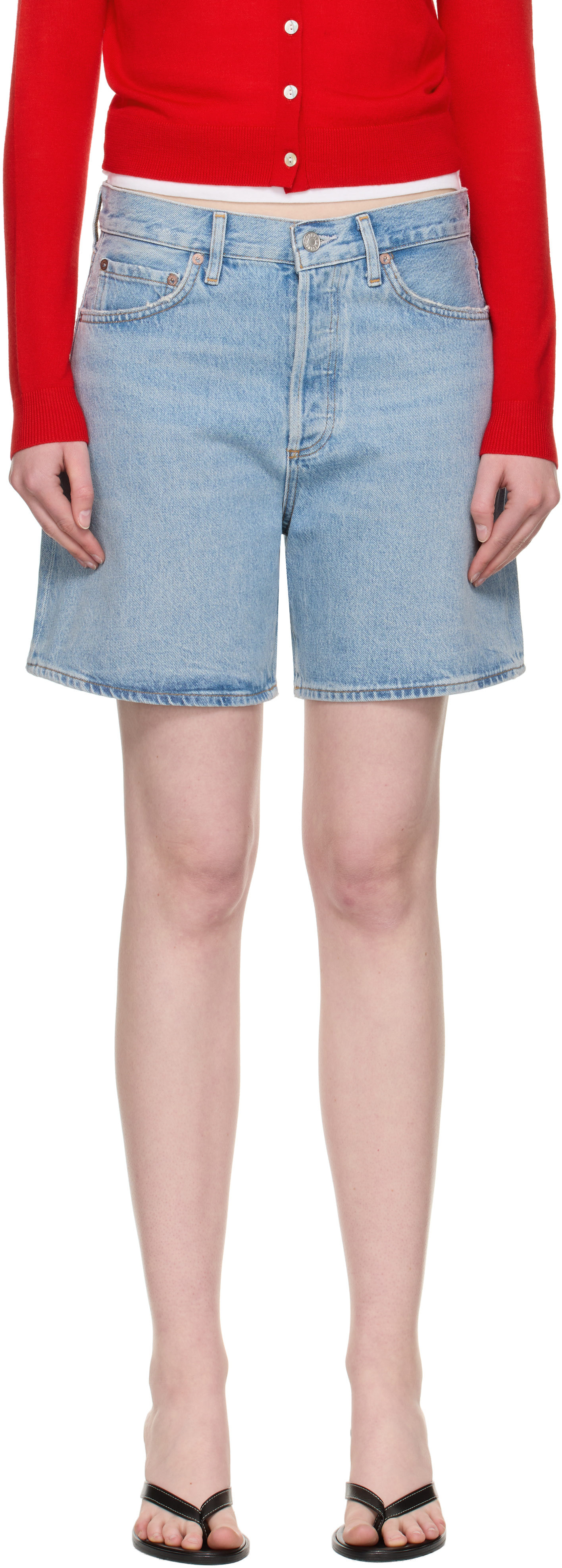 AGOLDE - Short Dame bleu en denim